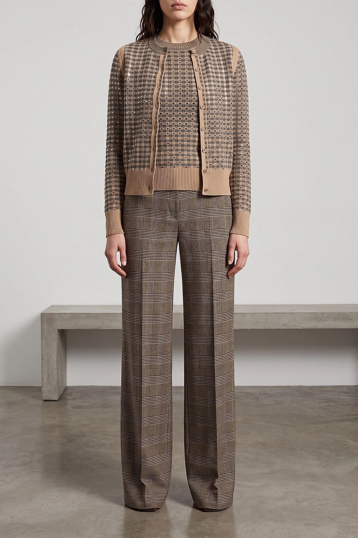 Ermanno Scervino Check Cardigan With Sequins - alternate view
