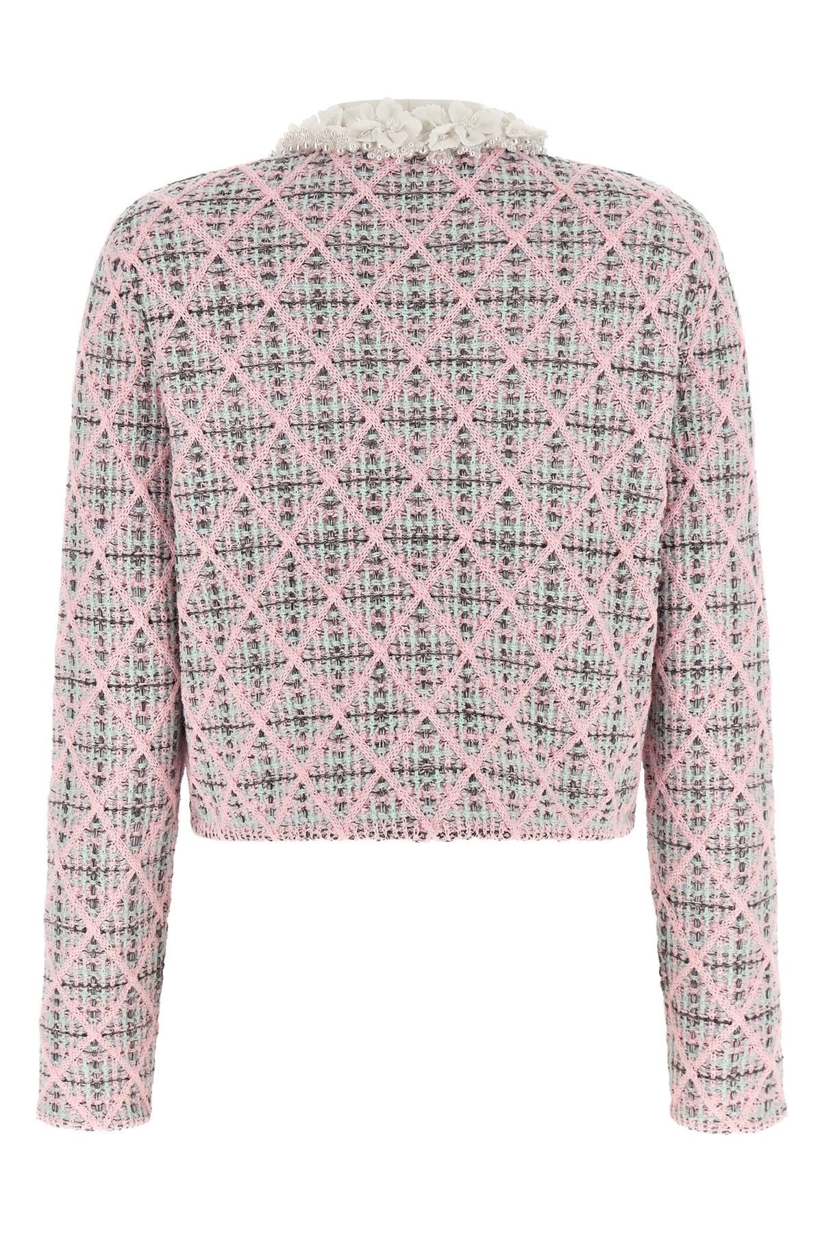 Self-Portrait Floral Collar Cropped Cardigan