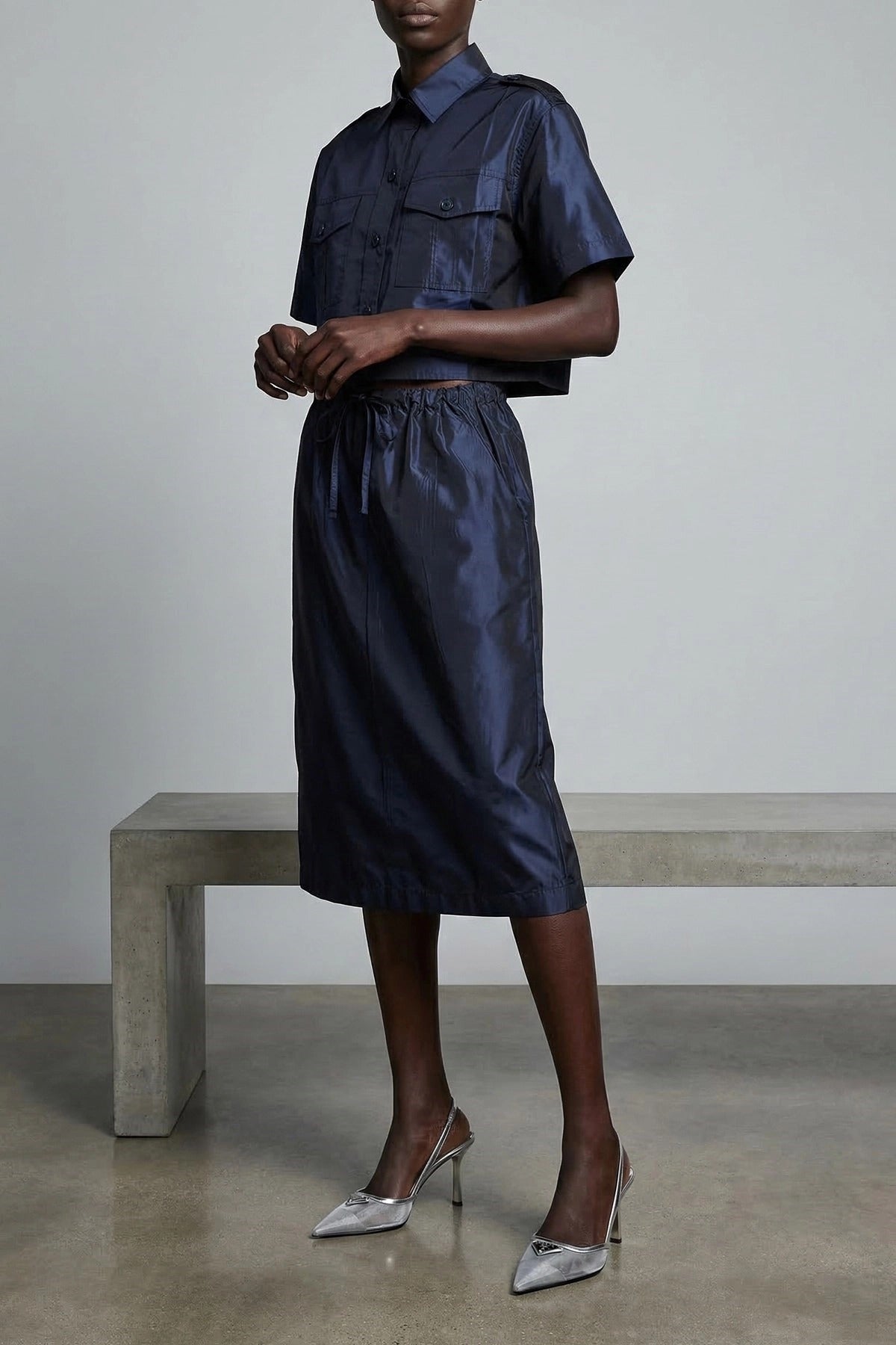 Prada Cropped Taffeta Shirt - alternate view
