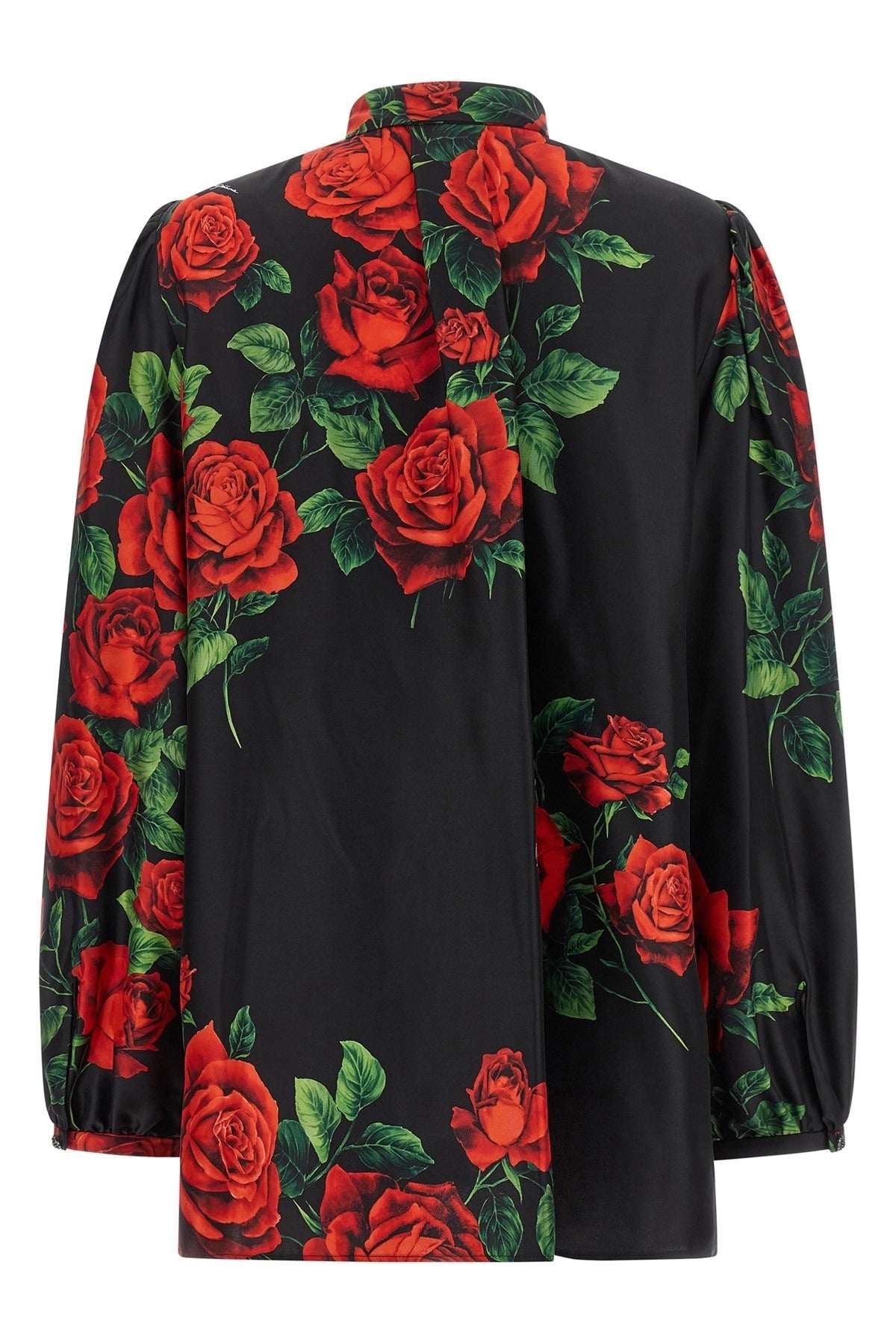 Dolce & Gabbana Rose Print Lavallière Shirt - alternate view