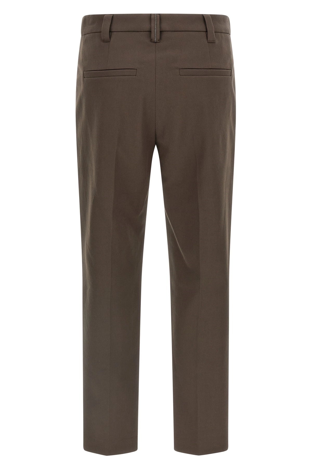Brunello Cucinelli Brown Micro Striped Cotton Trousers - alternate view