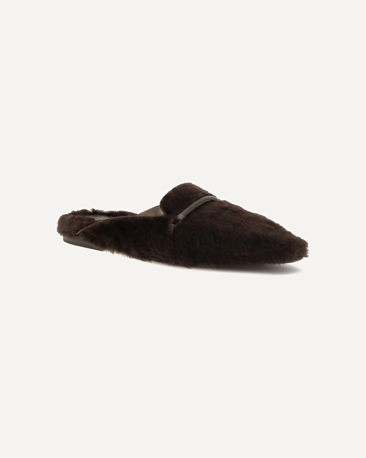 Brunello Cucinelli Shearling Ballerinas With Precious Bar