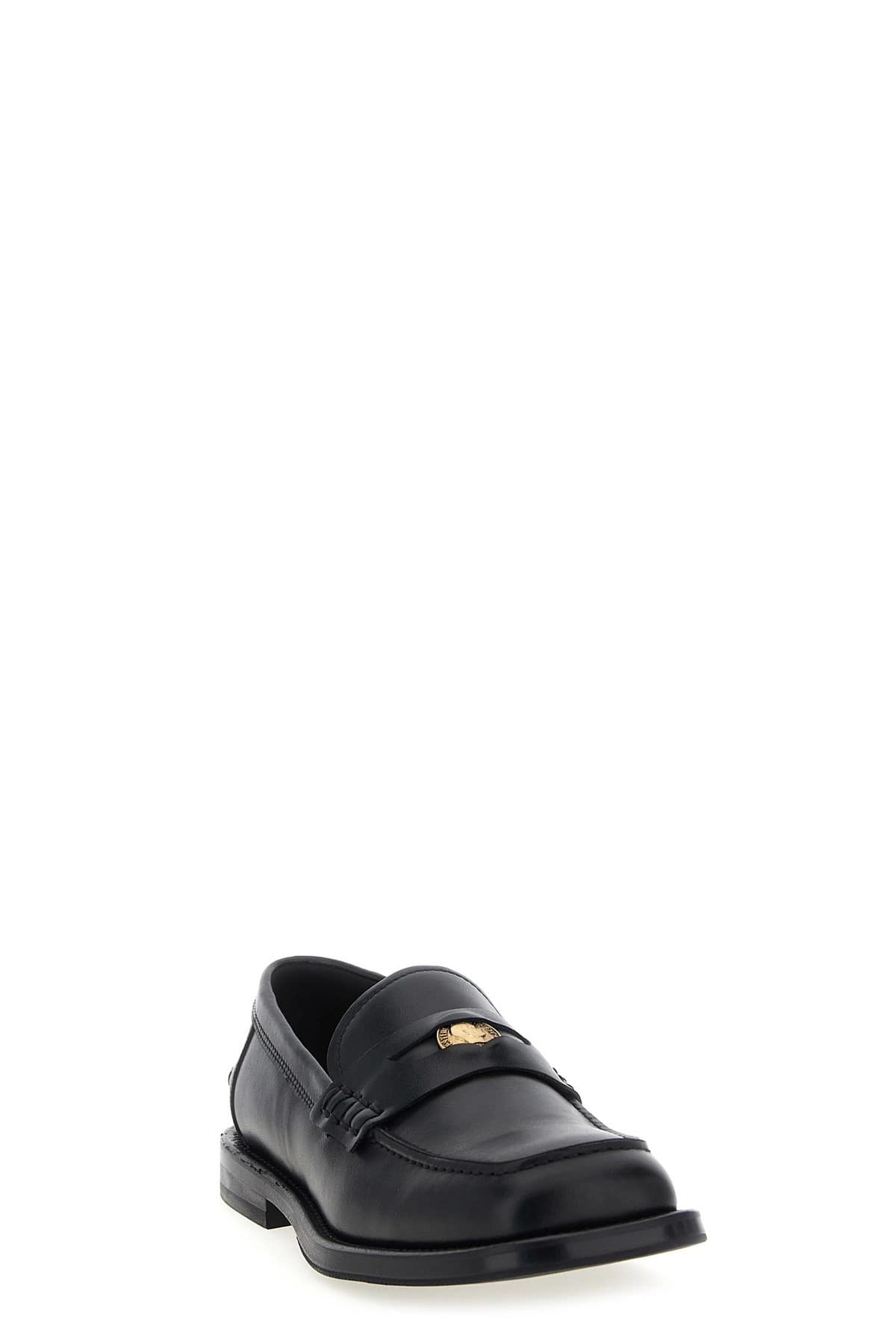 Moschino Mocassins en cuir Berlin avec détail pièce de monnaie