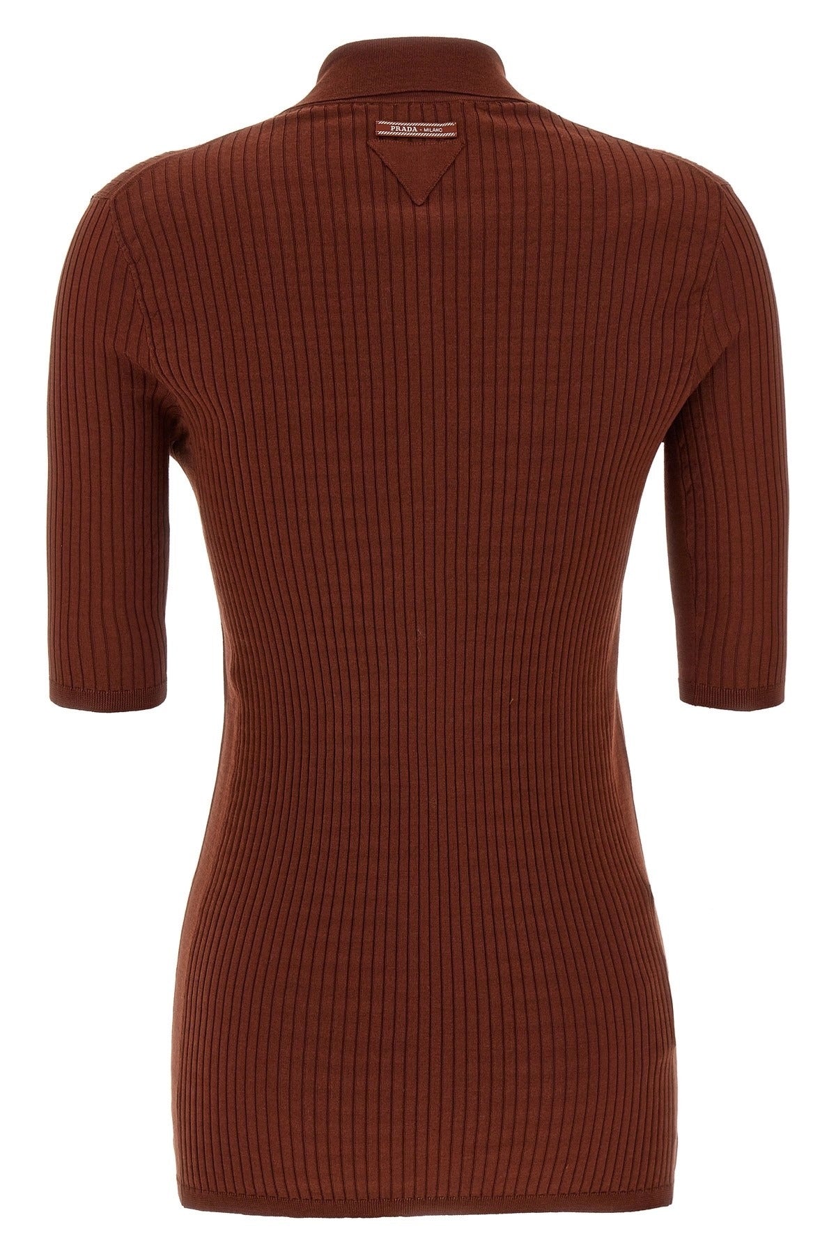 Prada Brown Ribbed Polo Shirt - alternate view