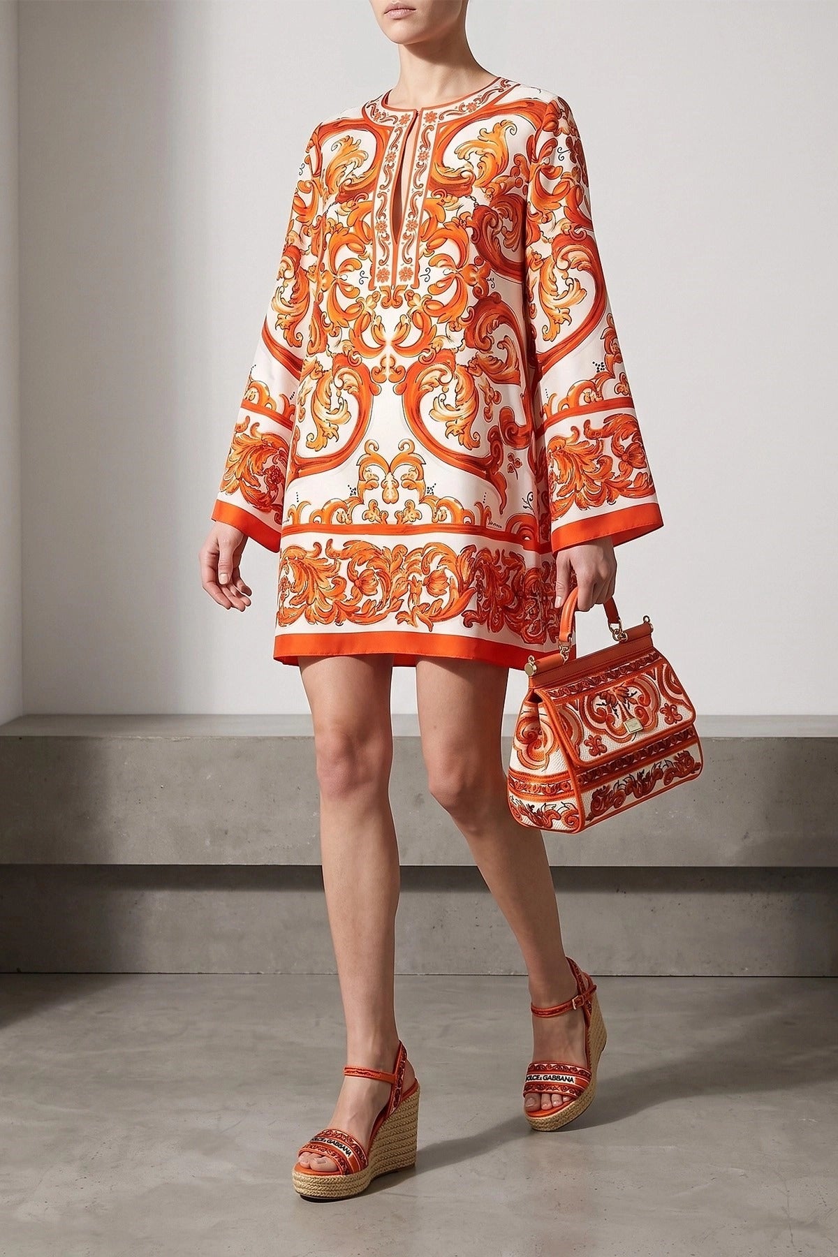Dolce & Gabbana Maiolica Print Mini Dress