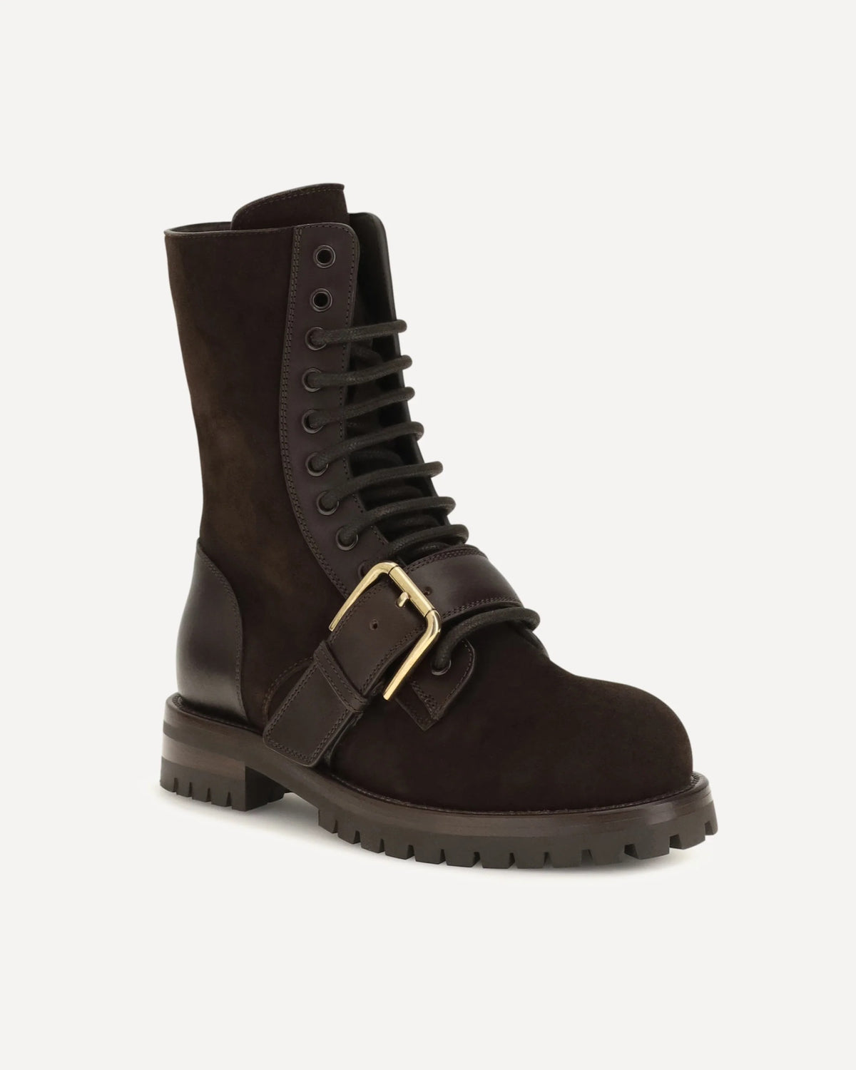 Dolce & Gabbana Leather Suede Buckle Ankle Boots - alternate view