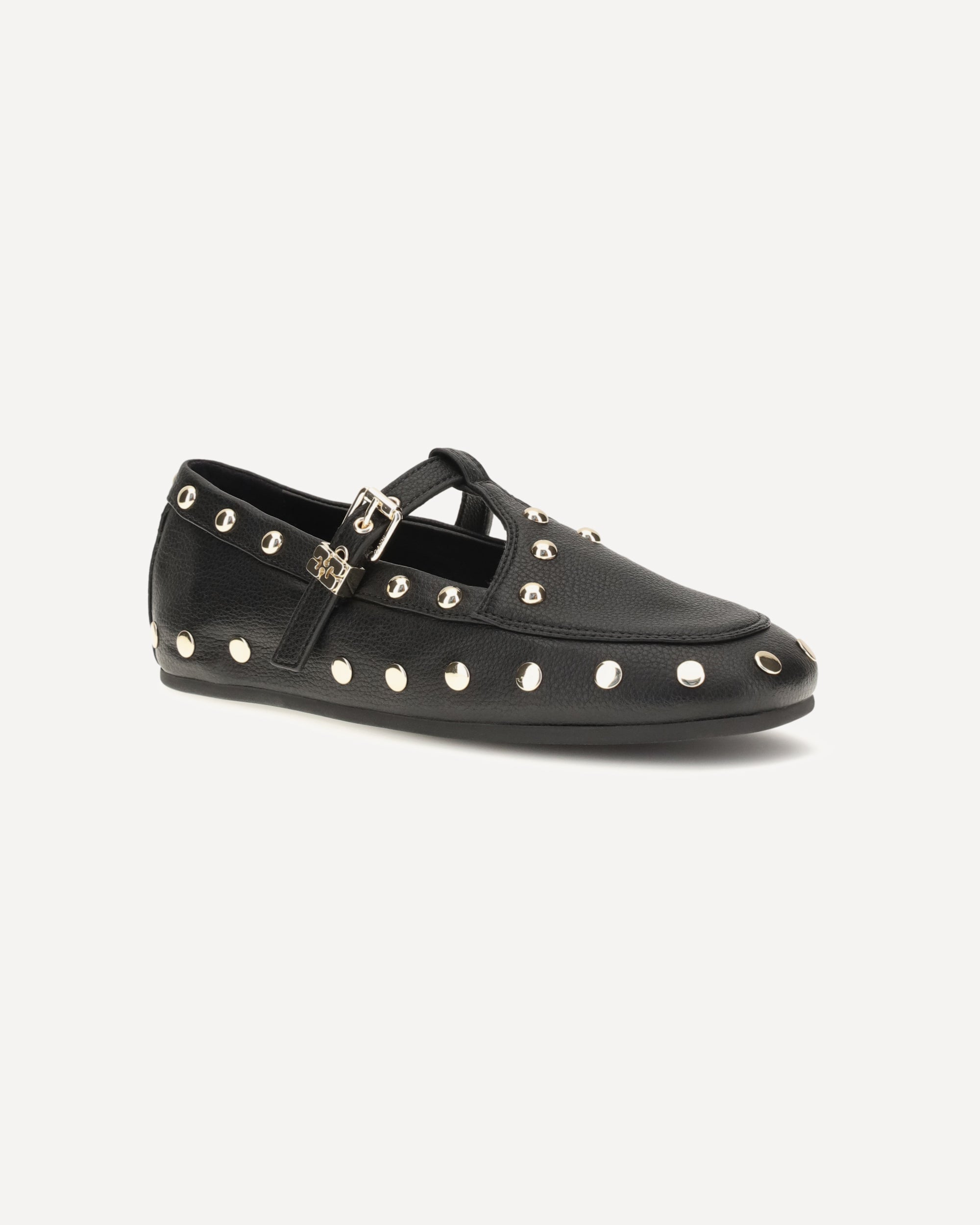 Ganni Studded Pebbled Leather Ballerinas - alternate view