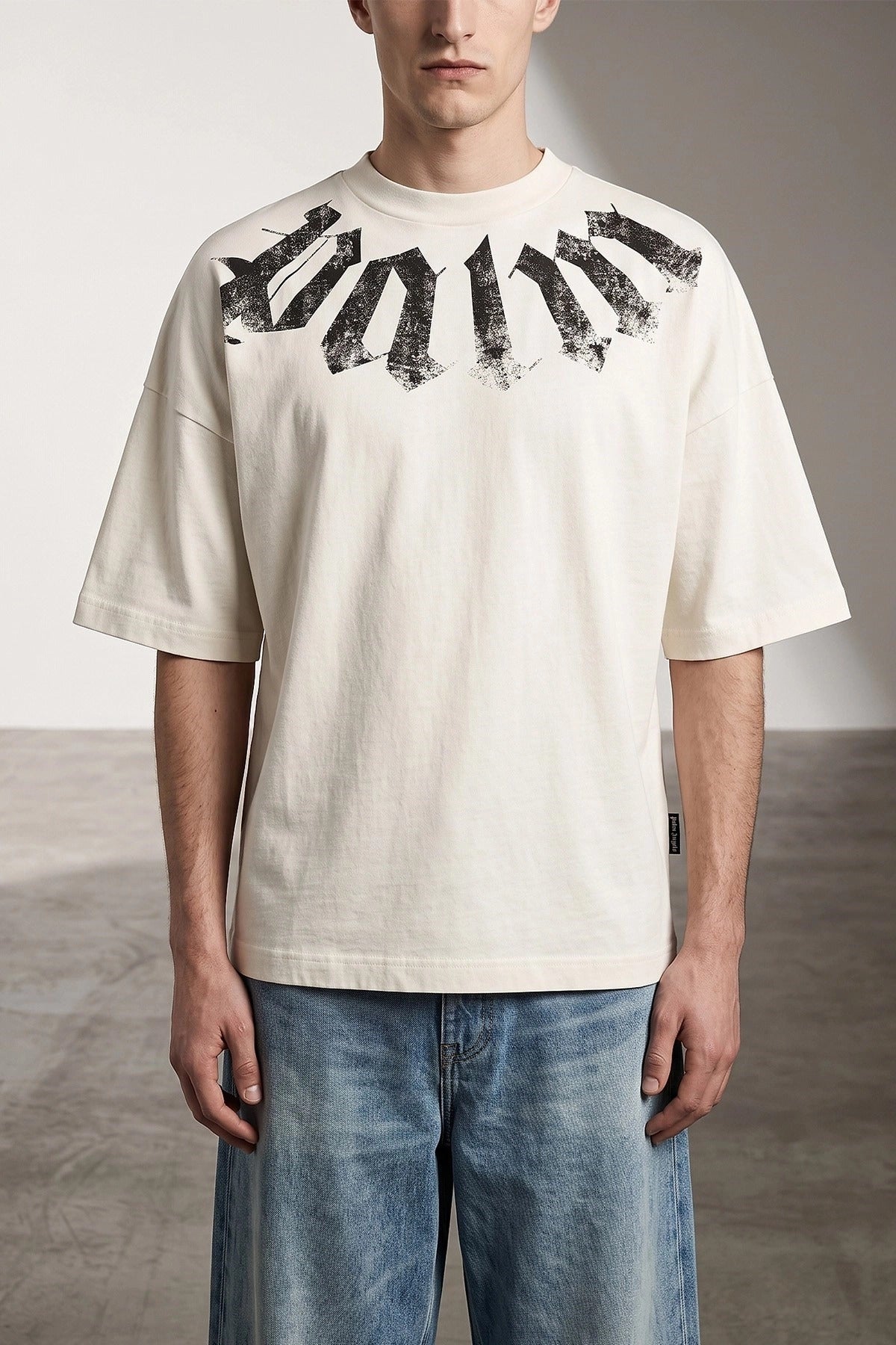Palm Angels Gothic Logo Printed T-Shirt