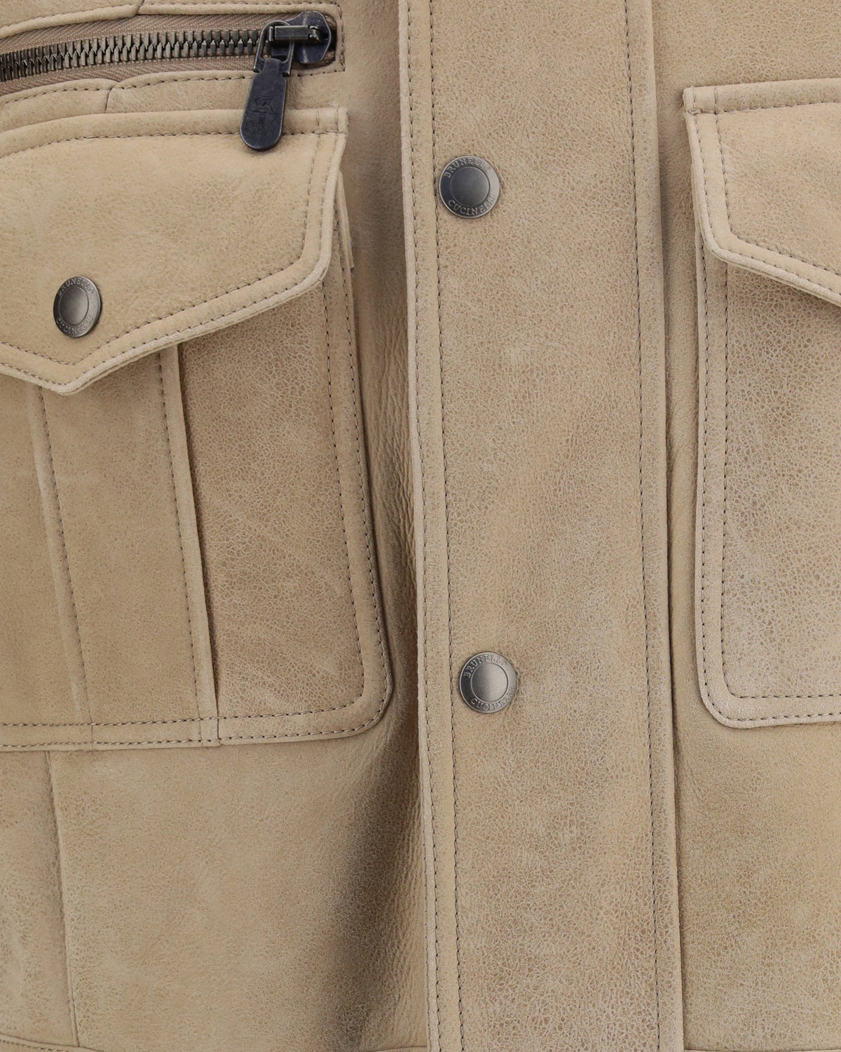 Brunello Cucinelli Waxed Shearling Safari Jacket