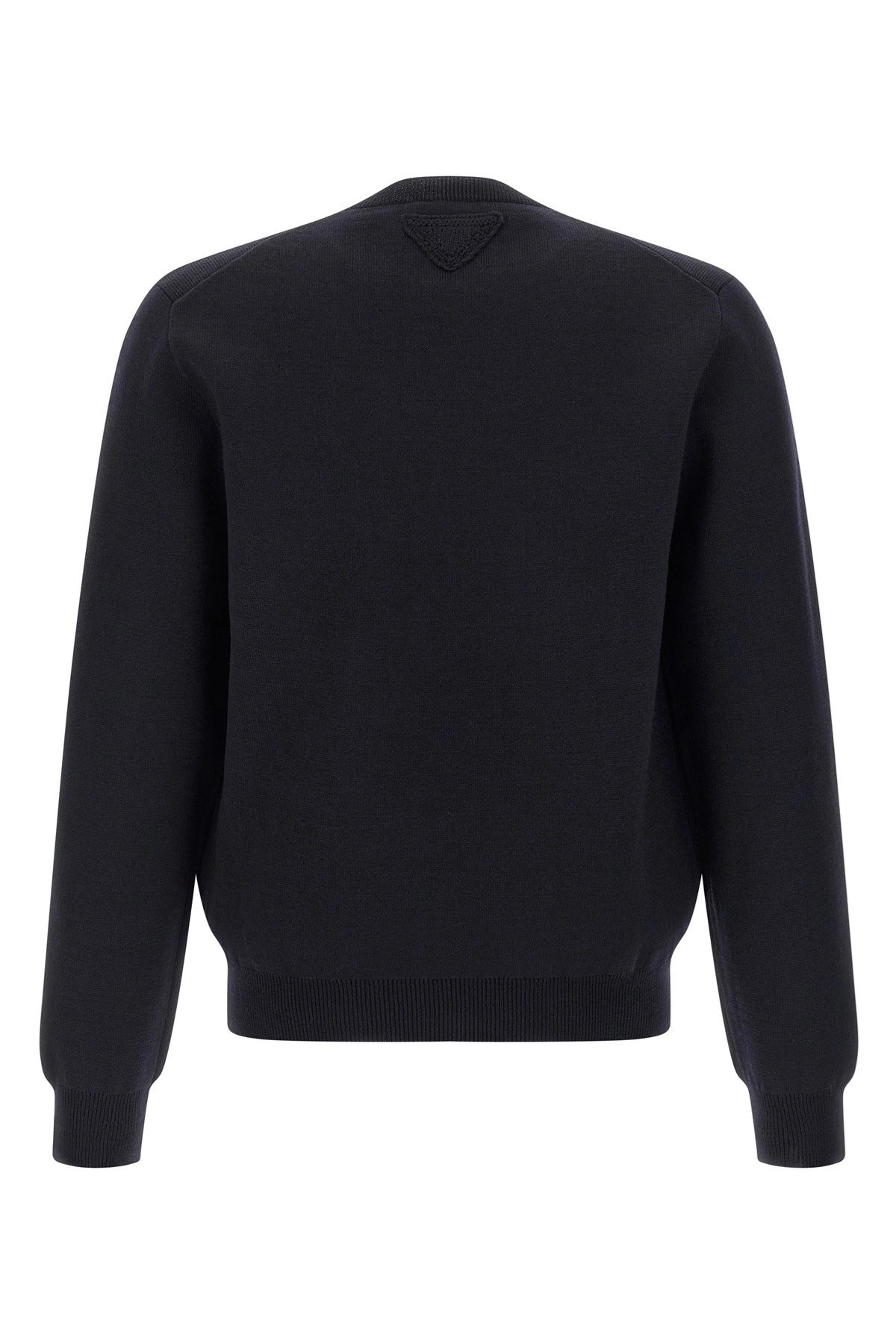 Prada Blue Wool Logo Patch Sweater