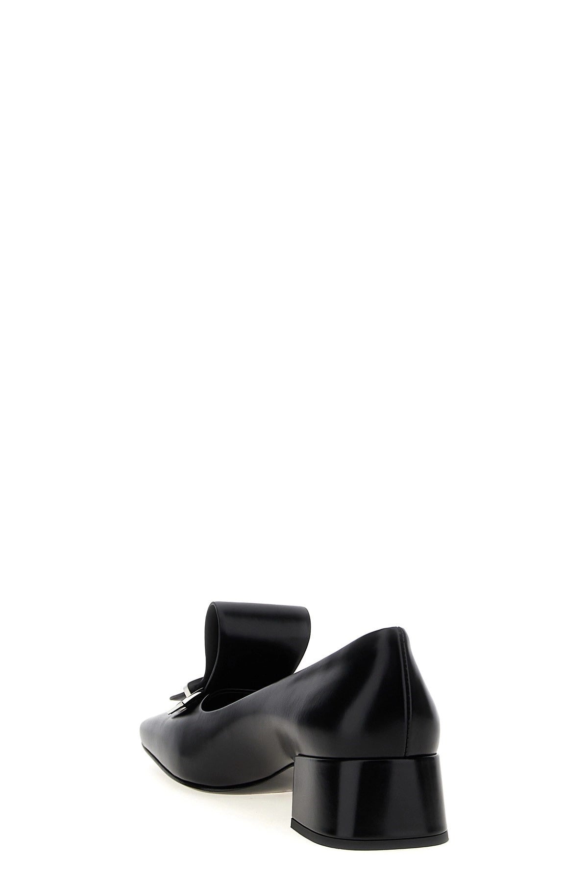 Prada Black Square Toe Leather Pumps