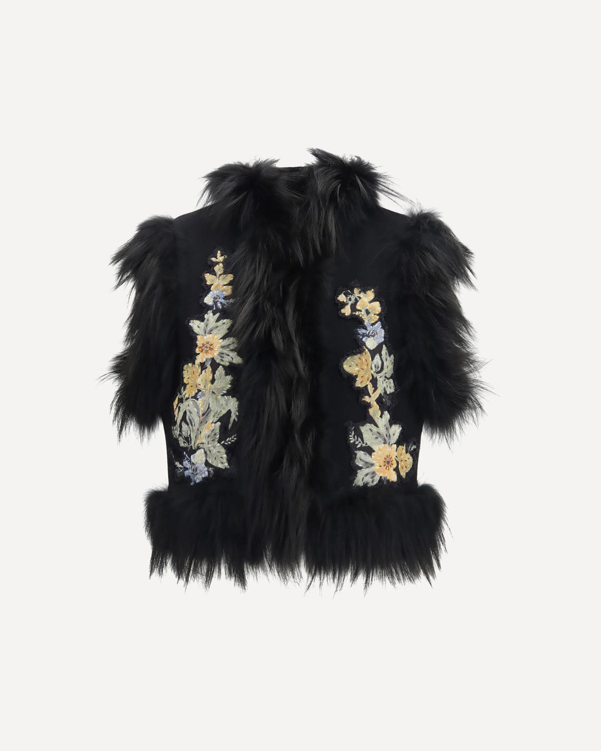 Fendi Virgin Wool Vest With Fur Collar
