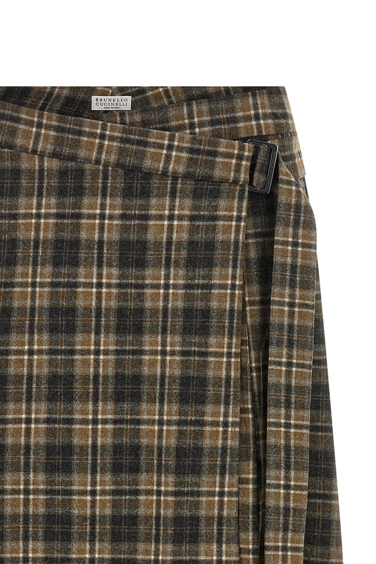 Brunello Cucinelli Pleated Tartan Maxi Skirt