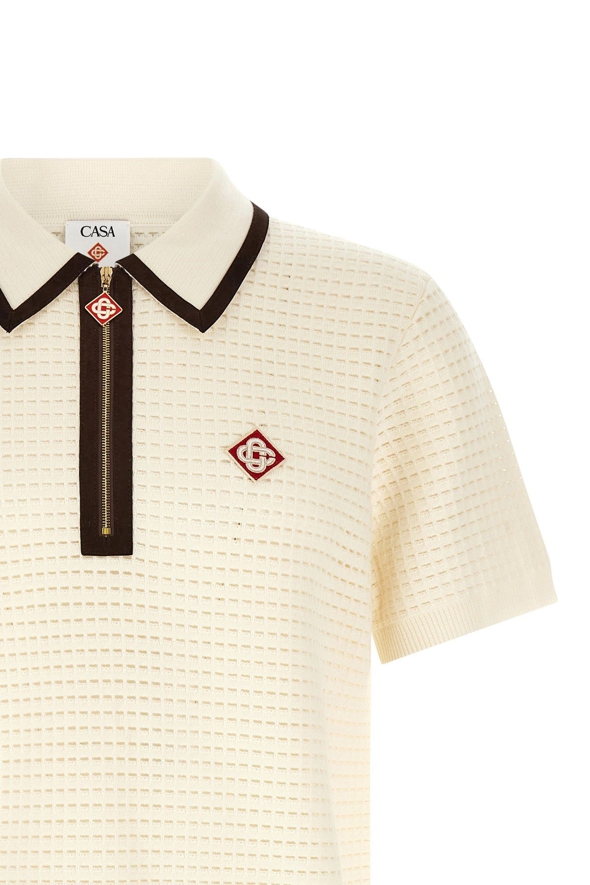 Casablanca Waffle Stitch Knit Polo Shirt