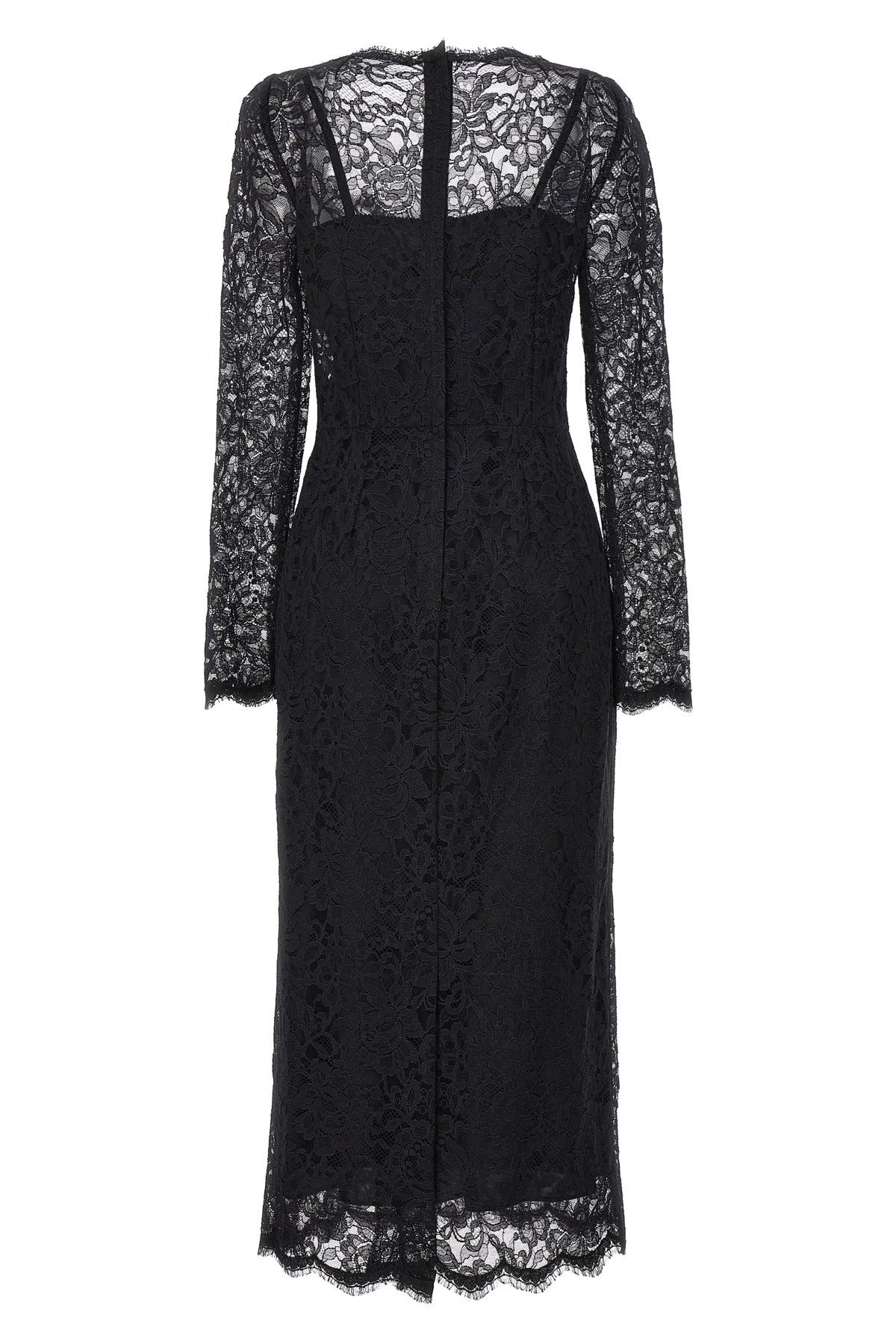Dolce & Gabbana Black Lace Midi Dress
