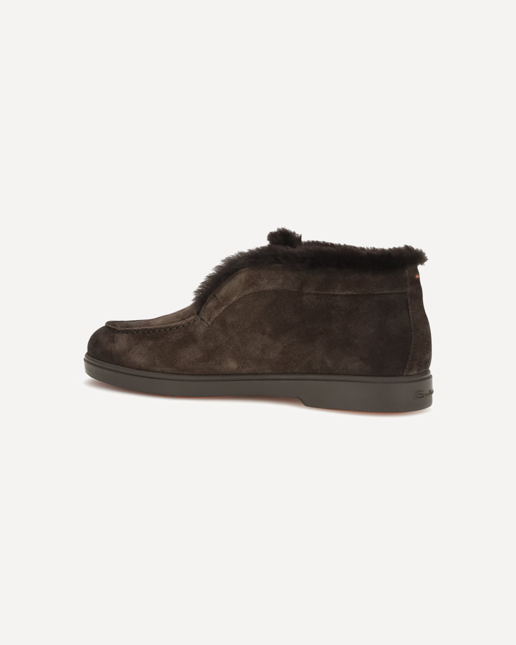 Santoni Suede Shearling Ankle Boots