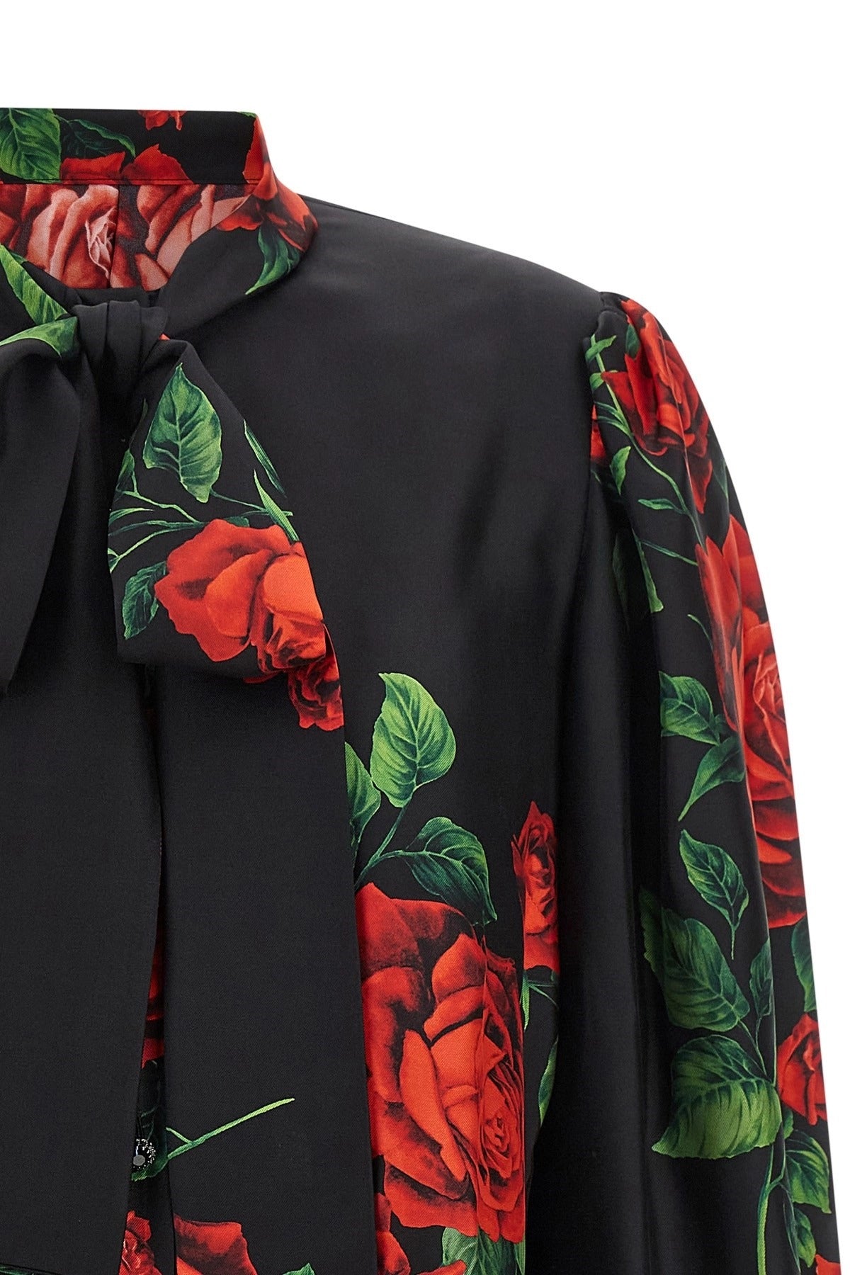 Dolce & Gabbana Rose Print Lavallière Shirt
