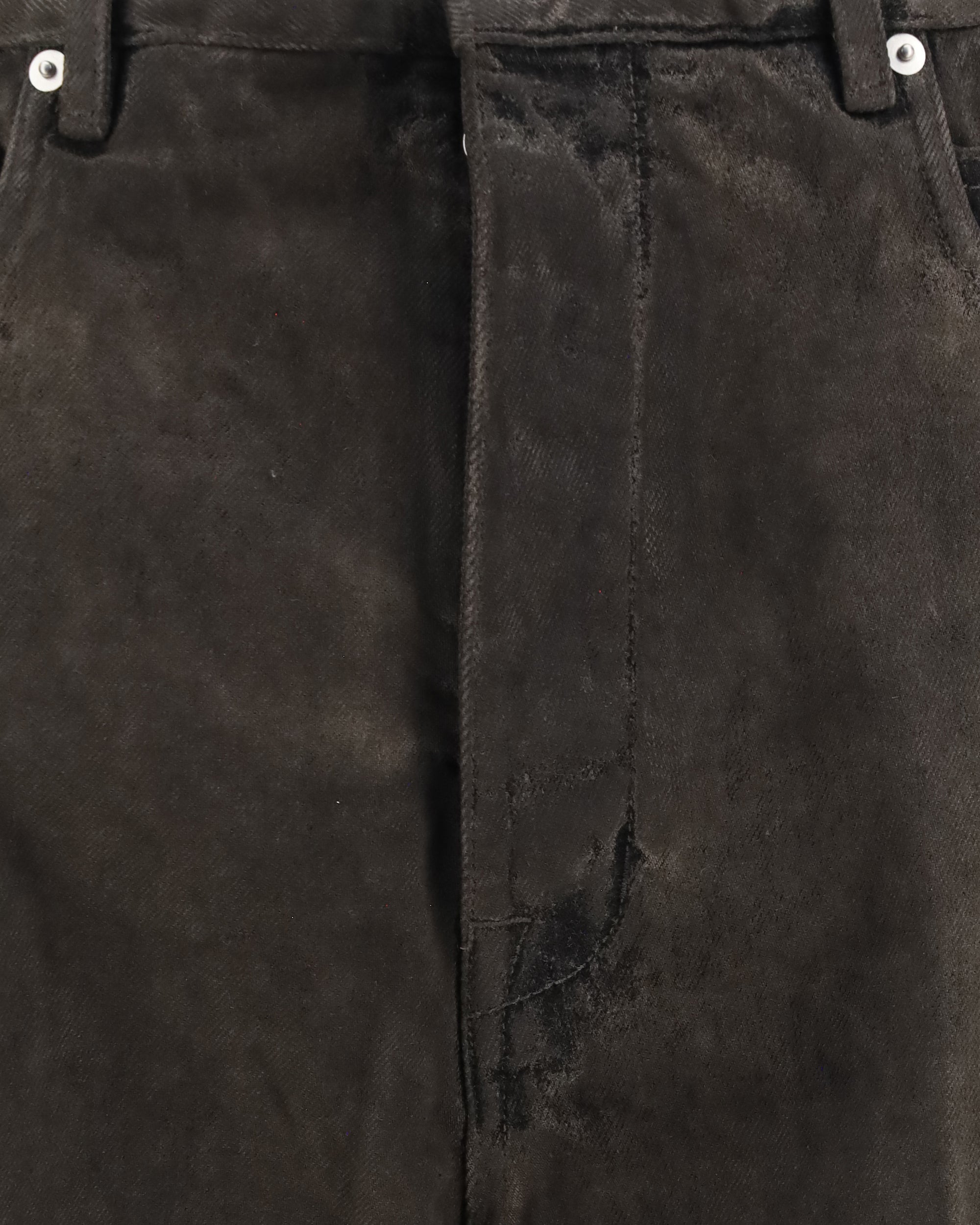 Rick Owens Flared Frayed Hem Cotton Jeans