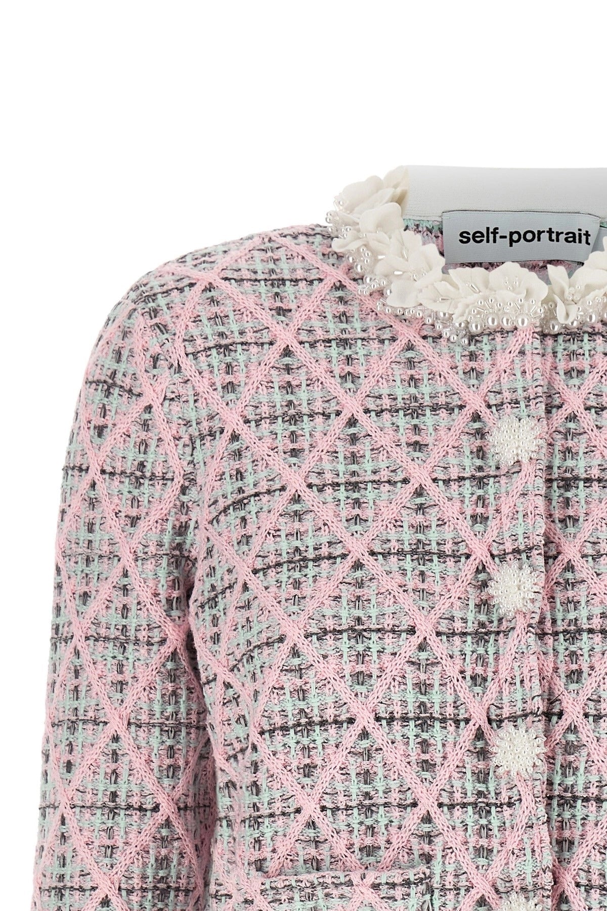 Self-Portrait Floral Collar Cropped Cardigan