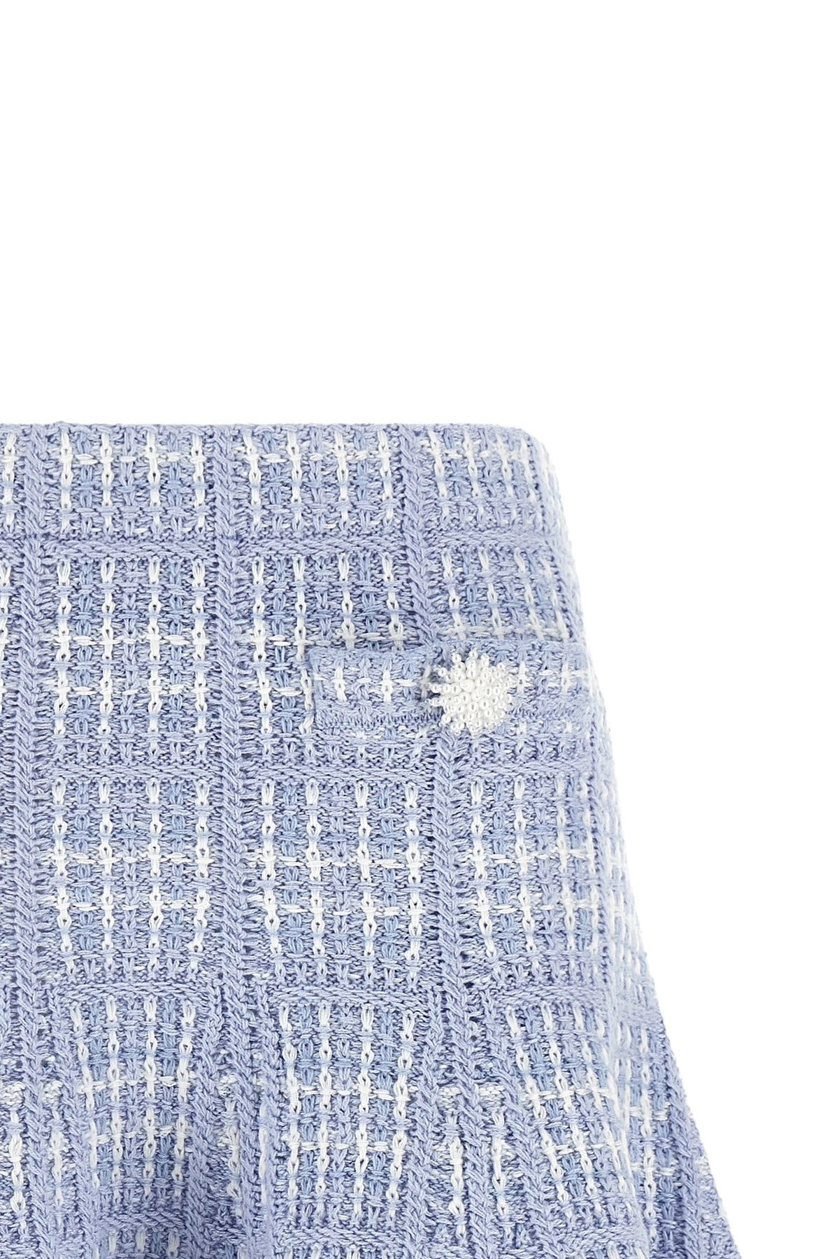 Self-Portrait Check Knit Mini Skirt