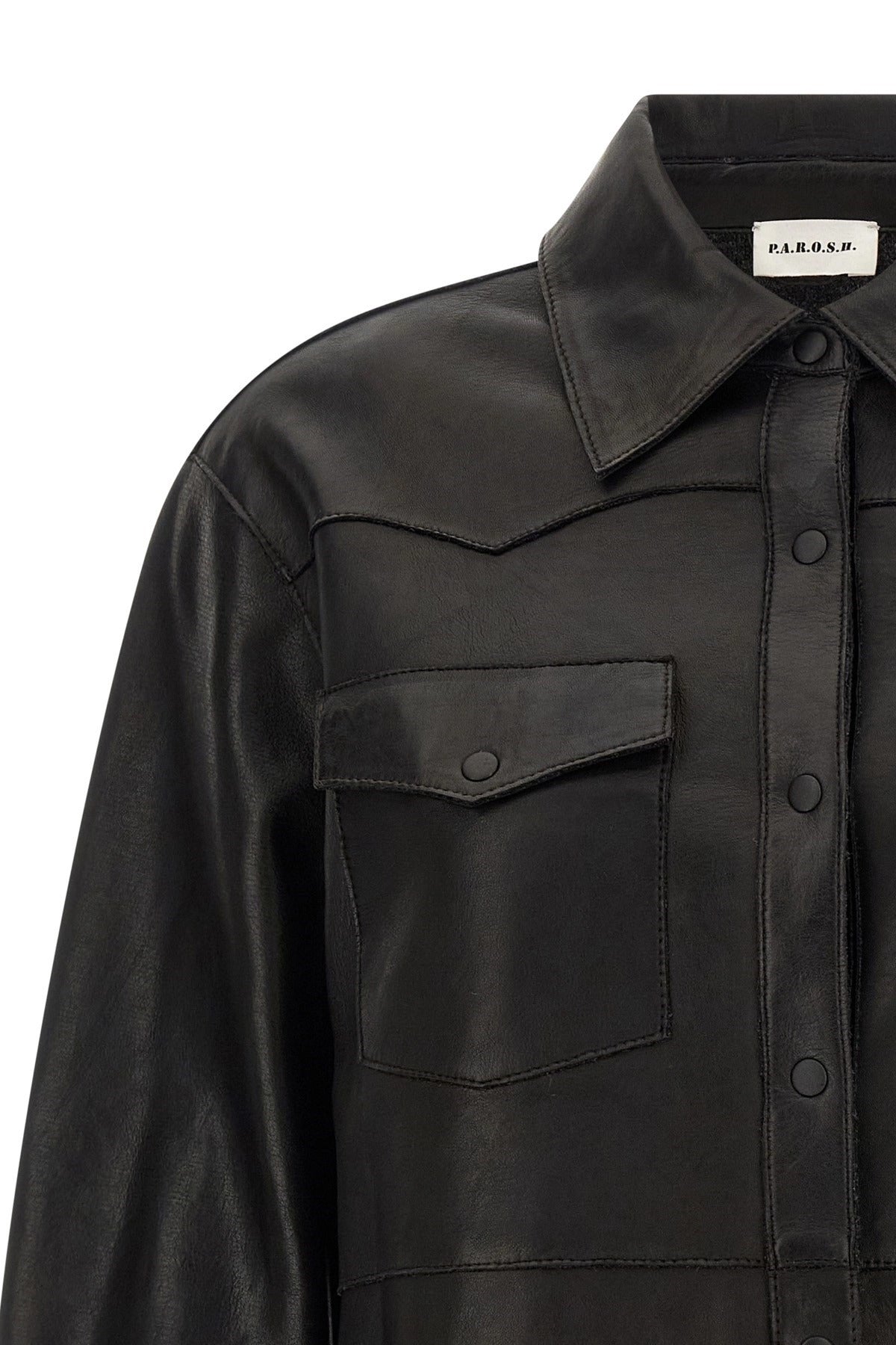 P.A.R.O.S.H. Black Leather Western Shirt