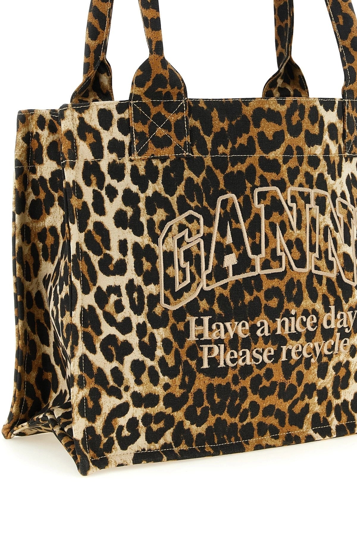 Ganni Leopard Large Shopping Bag
