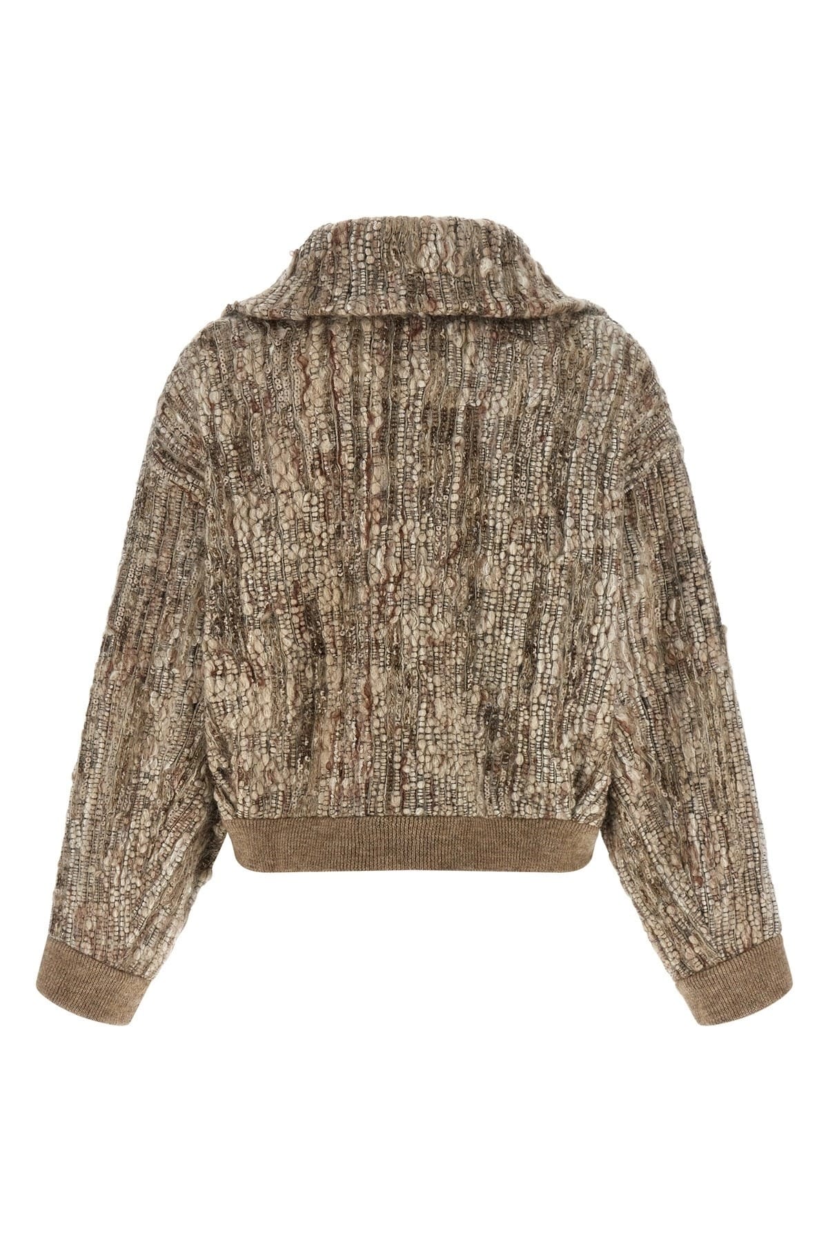Brunello Cucinelli Mohair Tweed Zip Cardigan