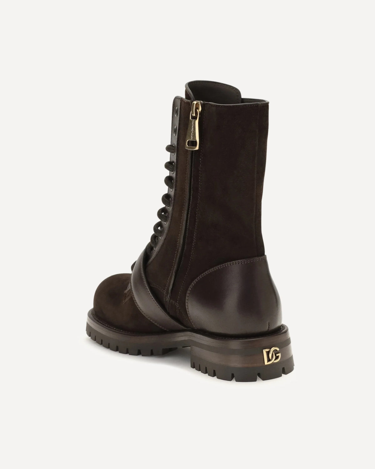 Dolce & Gabbana Leather Suede Buckle Ankle Boots