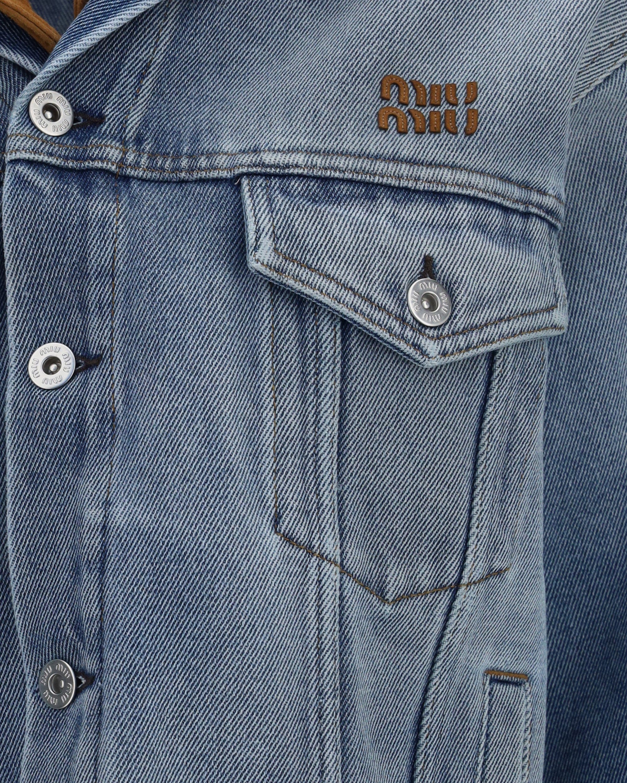 Miu Miu Washed Denim And Suede Jacket