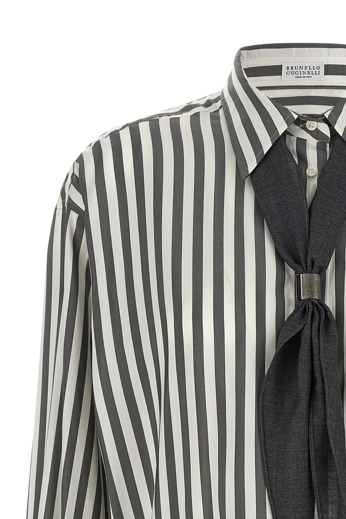 Brunello Cucinelli Silk Poplin Shirt With Scarf