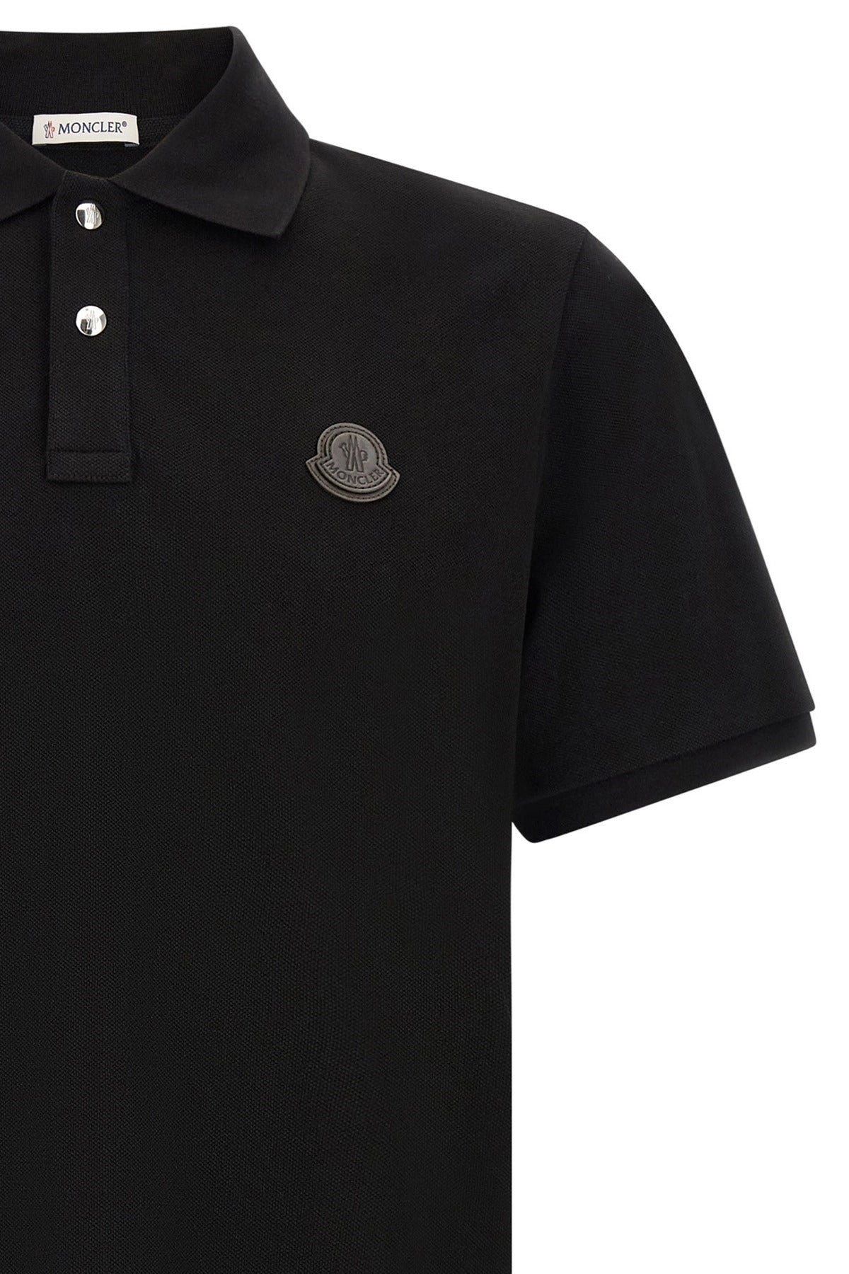 Moncler Leather Logo Patch Polo Shirt