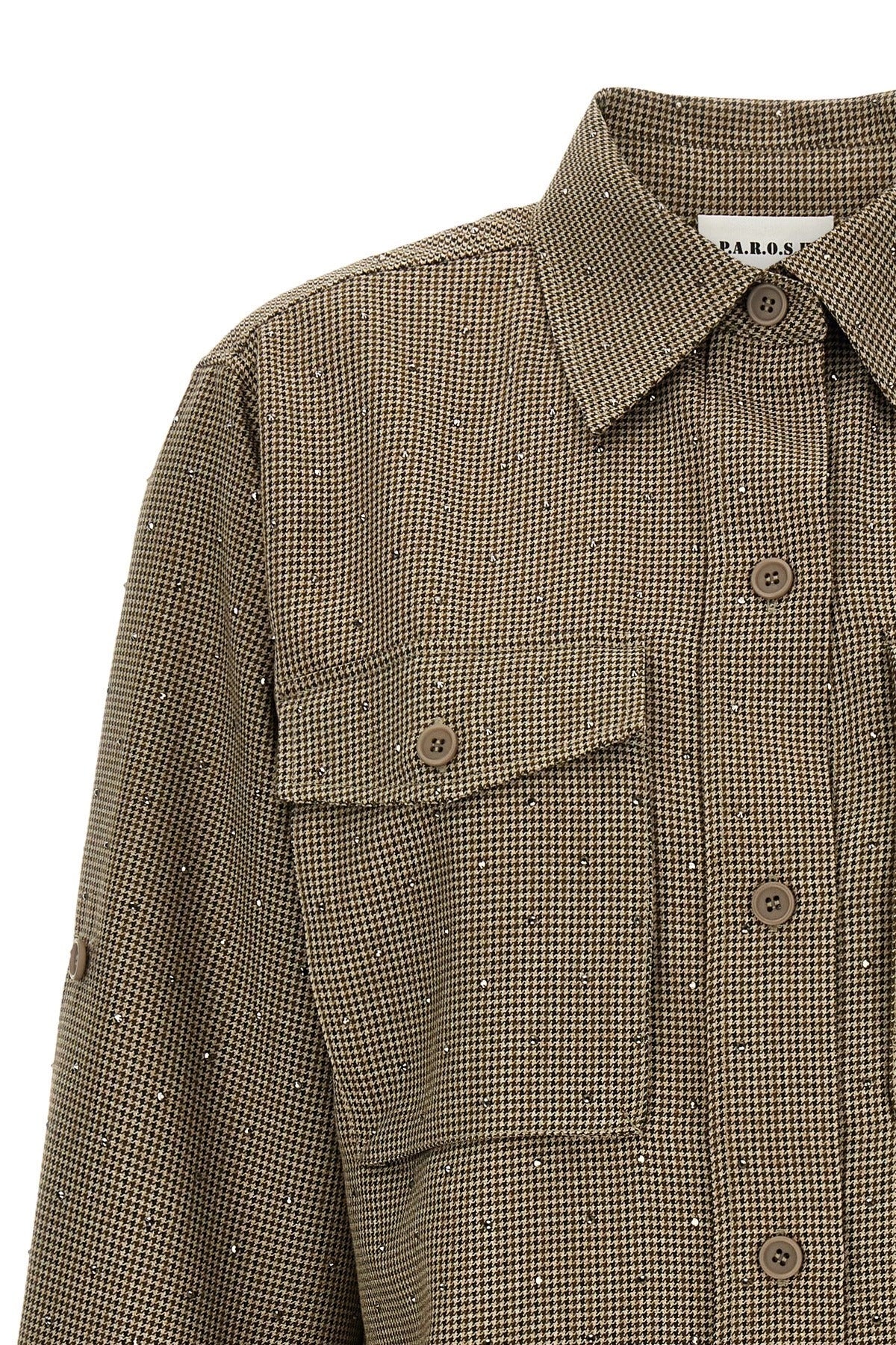 P.A.R.O.S.H. Palais Houndstooth Rhinestone Shirt