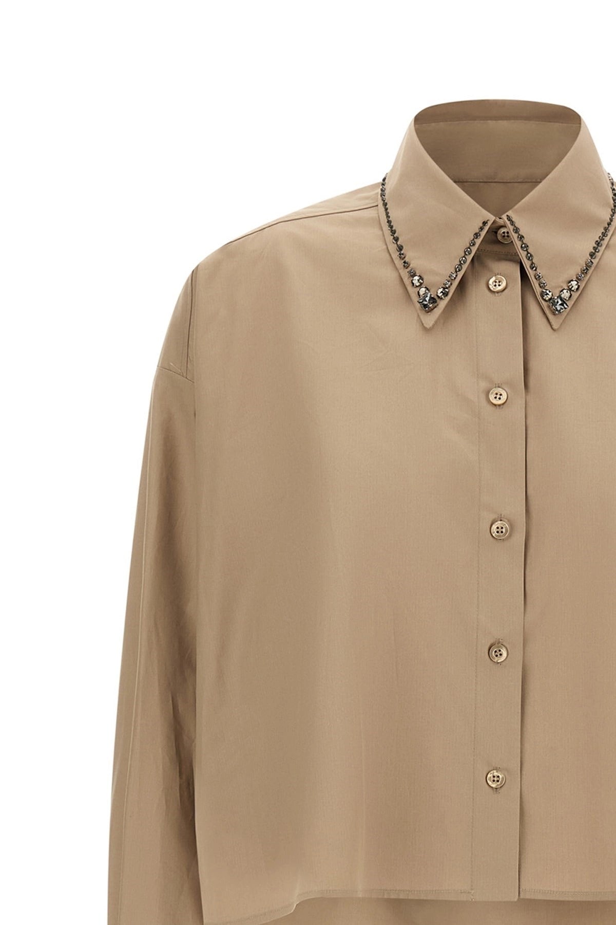 Fabiana Filippi Jewel Embroidered Cropped Shirt