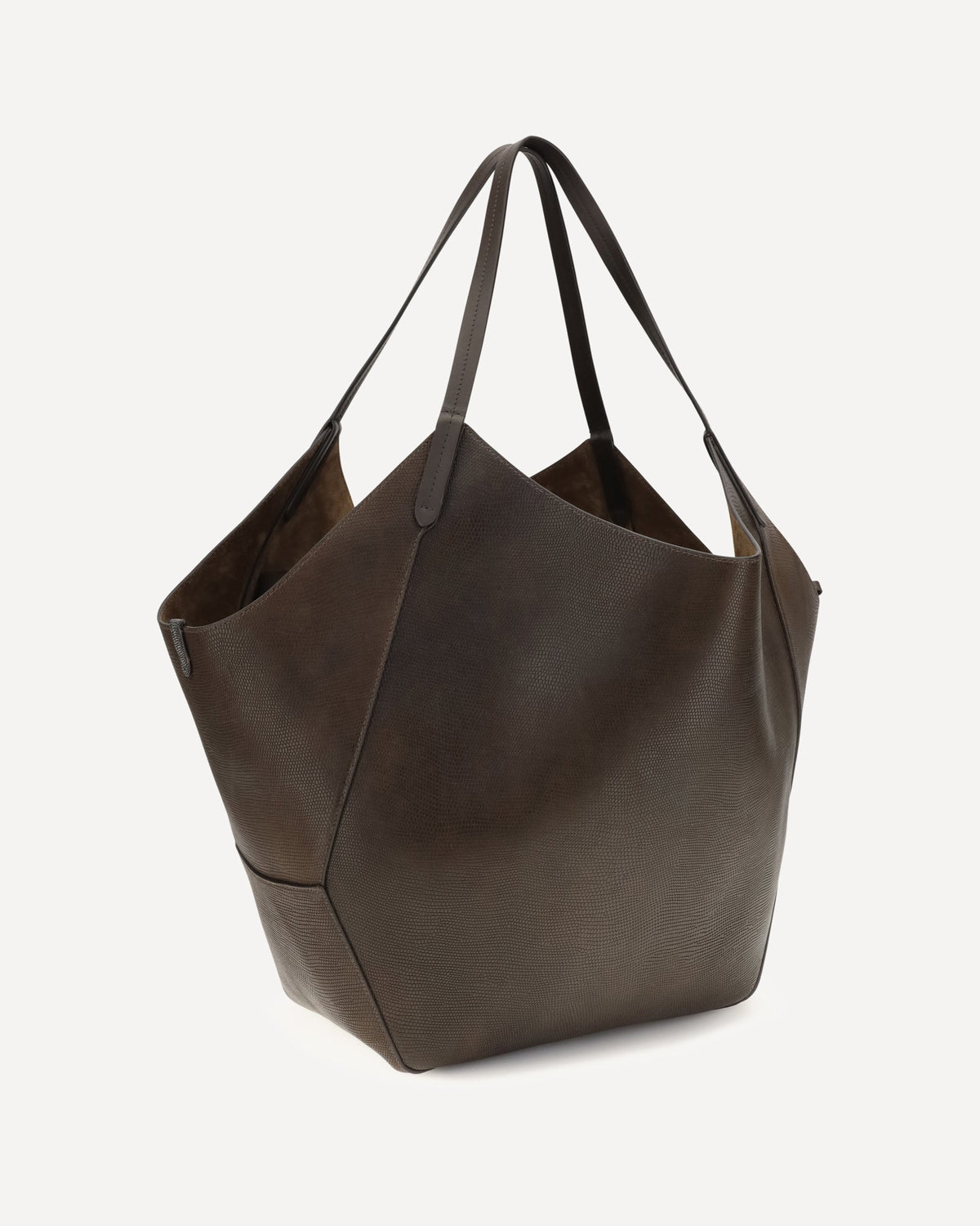Brunello Cucinelli Leather Shopping Bag With Monili Detail