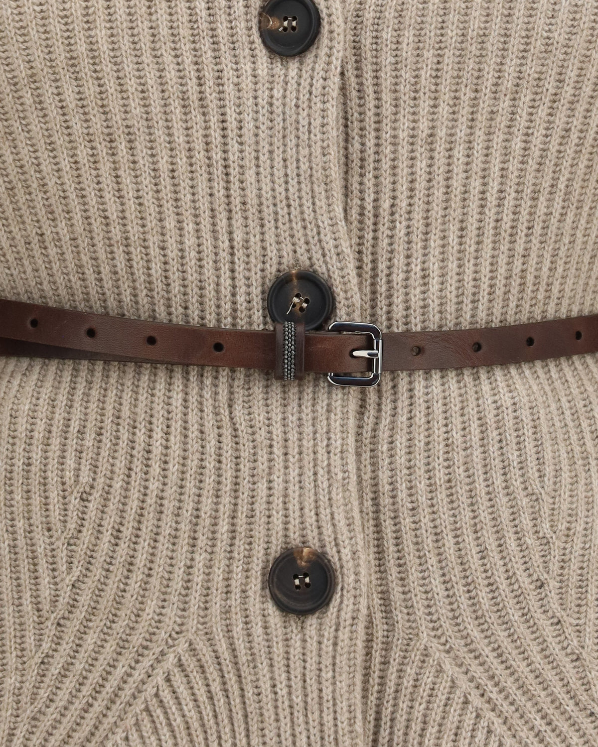 Brunello Cucinelli High Neck Cardigan With Belt