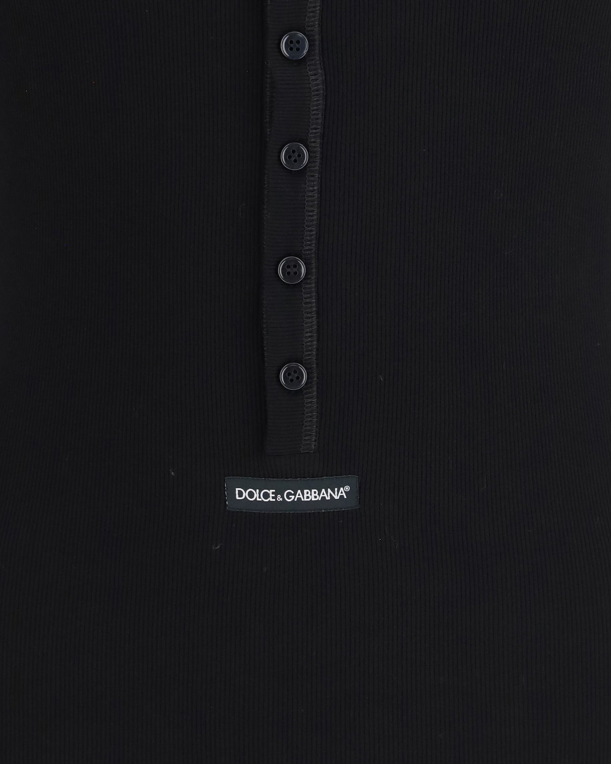 Dolce & Gabbana Ribbed Cotton Henley T-Shirt