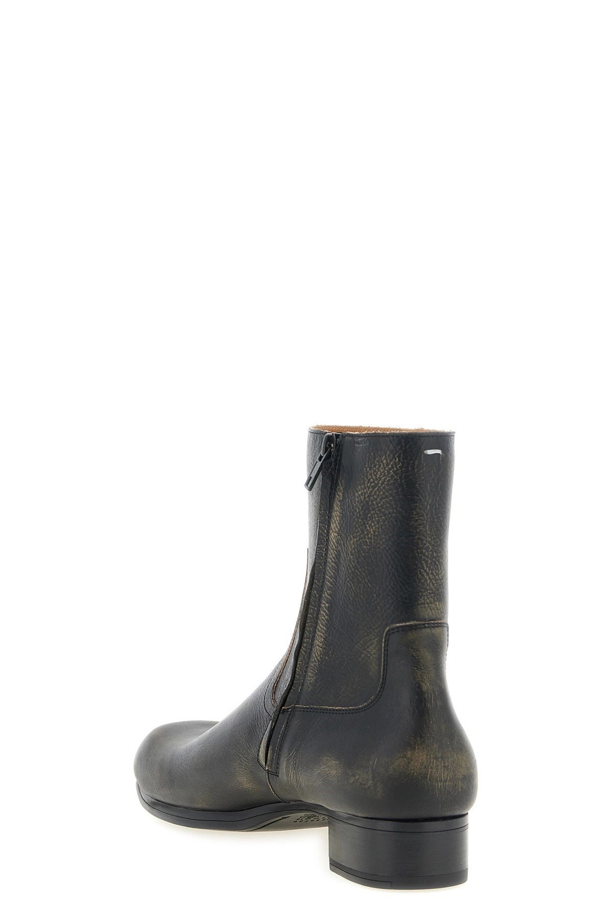 Maison Margiela Square Toe Leather Ankle Boots