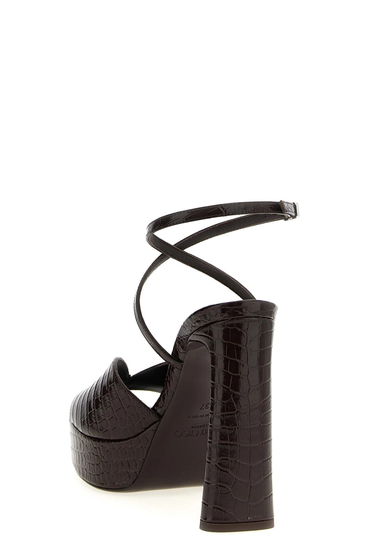 Jimmy Choo Karli Crocodile-Print Platform Sandals