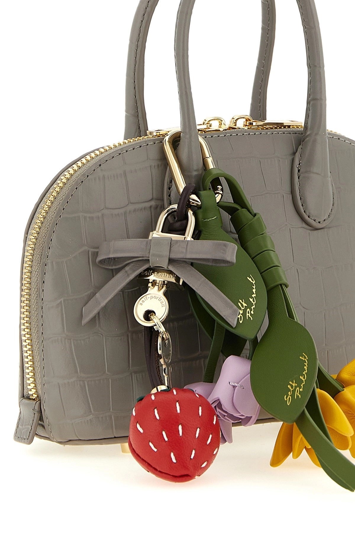 Self-Portrait Croc Leather Mini Toast Handbag