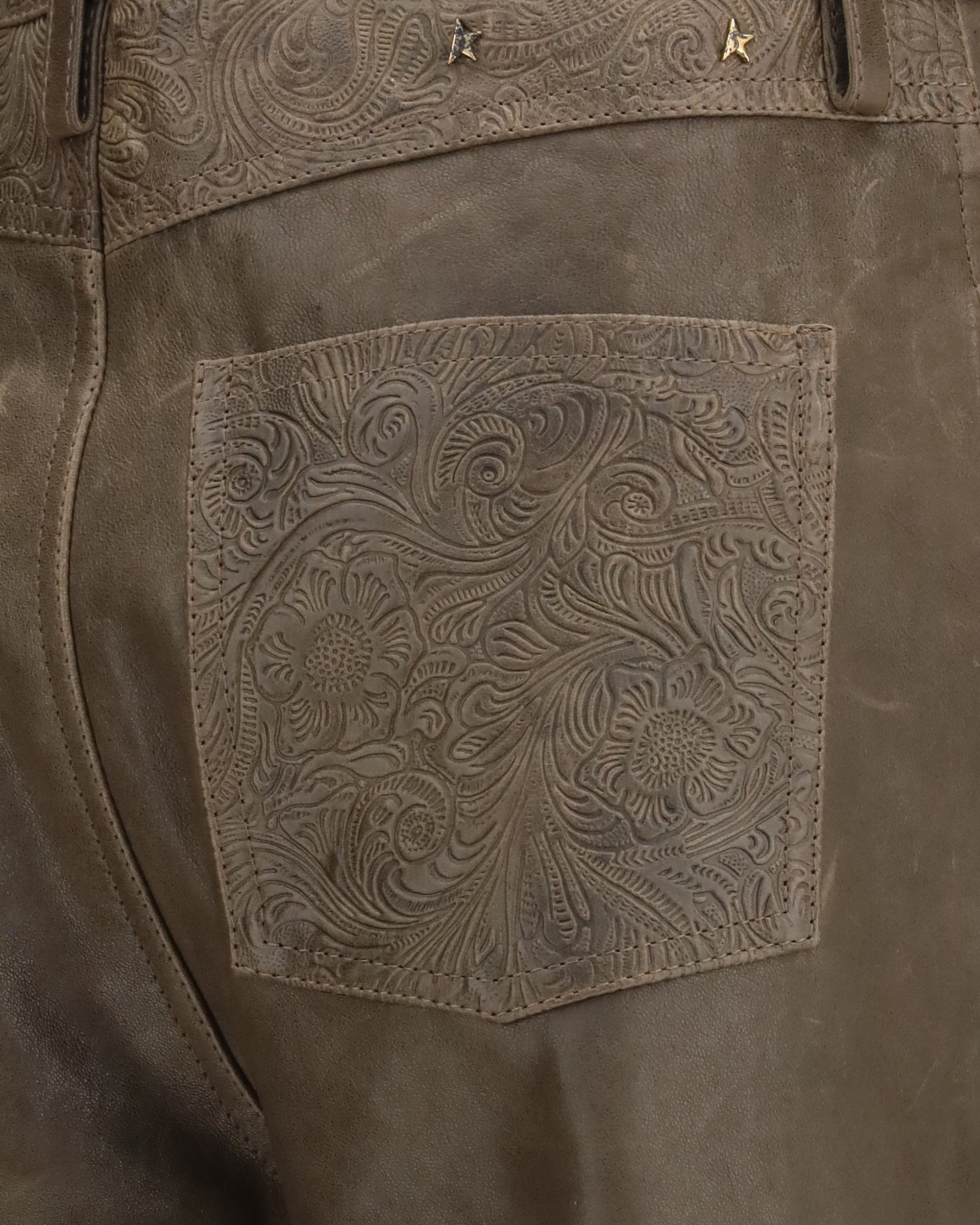 Golden Goose Melany Leather Pants With Embroidery