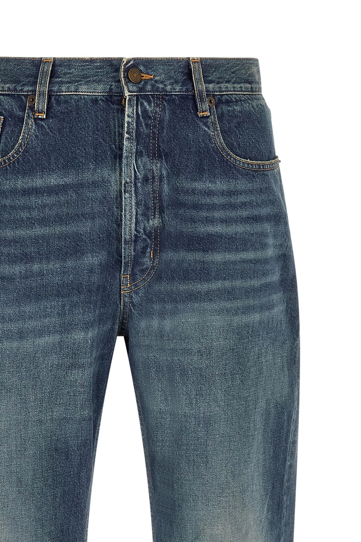 Saint Laurent Straight Leg Mid-Waist Jeans