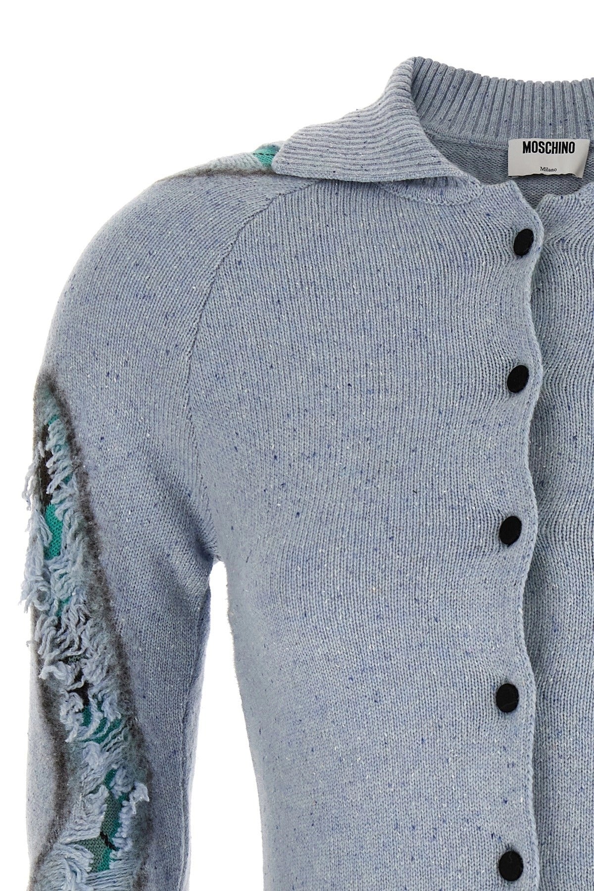 Moschino Distressed Argyle Cardigan