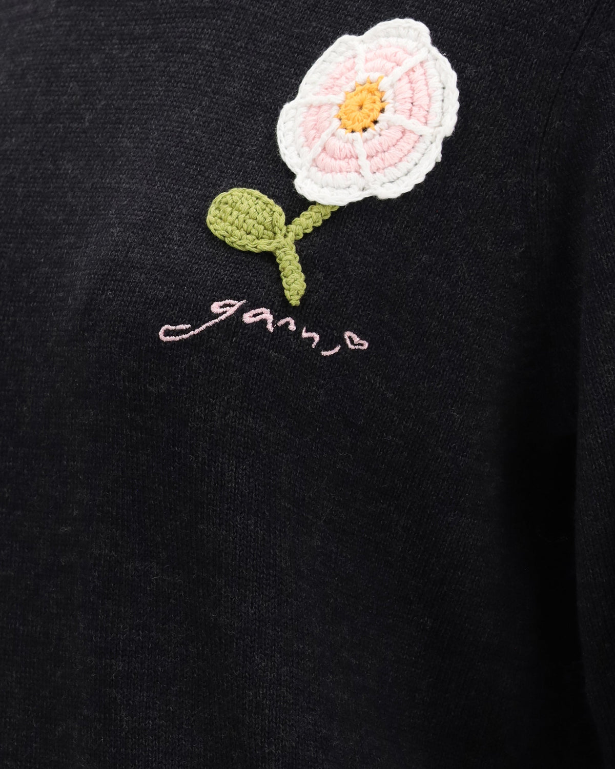 Ganni Wool Sweater With Crochet Flower