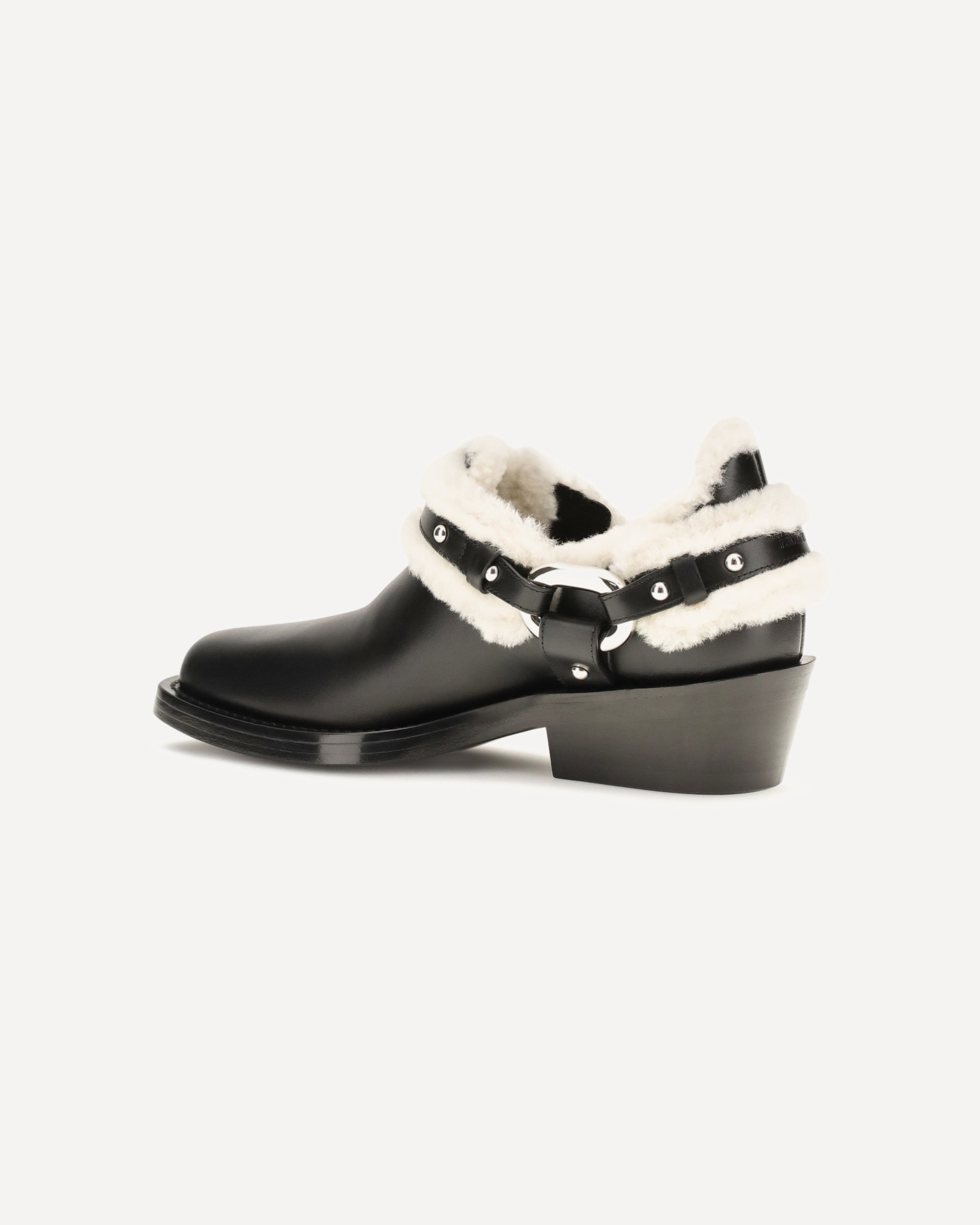 Rabanne Shearling Trim Biker Ankle Boots