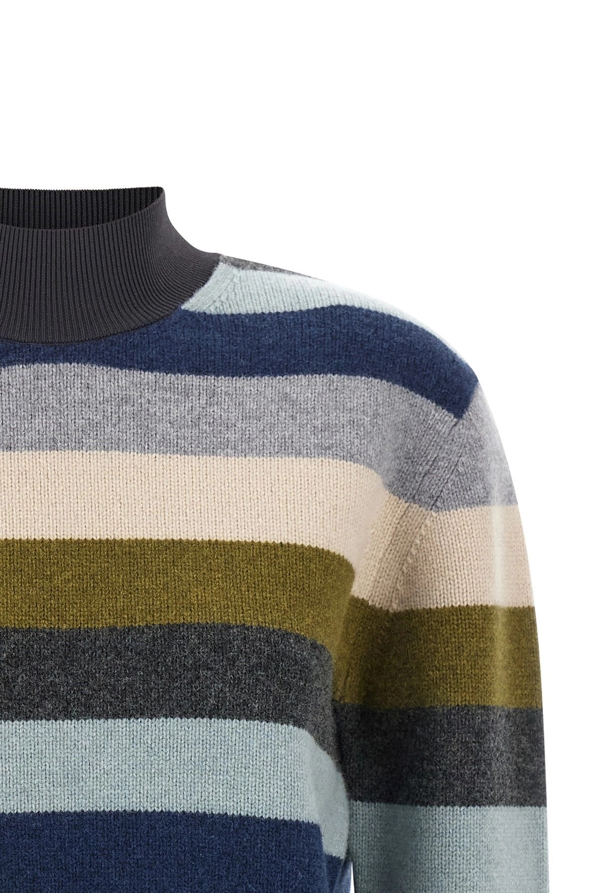 Tory Burch Striped Wool Turtleneck Sweater