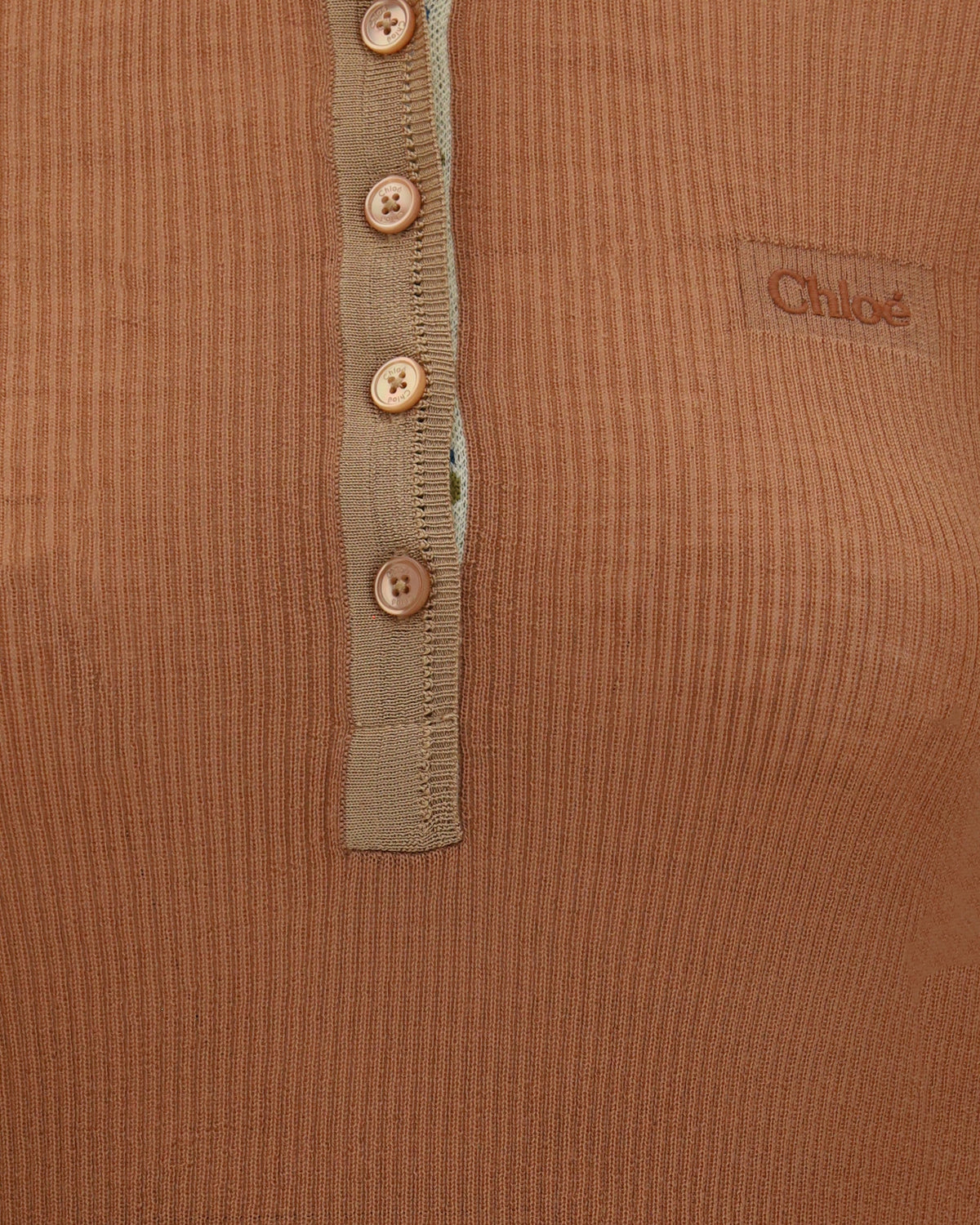 Chloé Ultra-Fine Wool Knit Henley Top