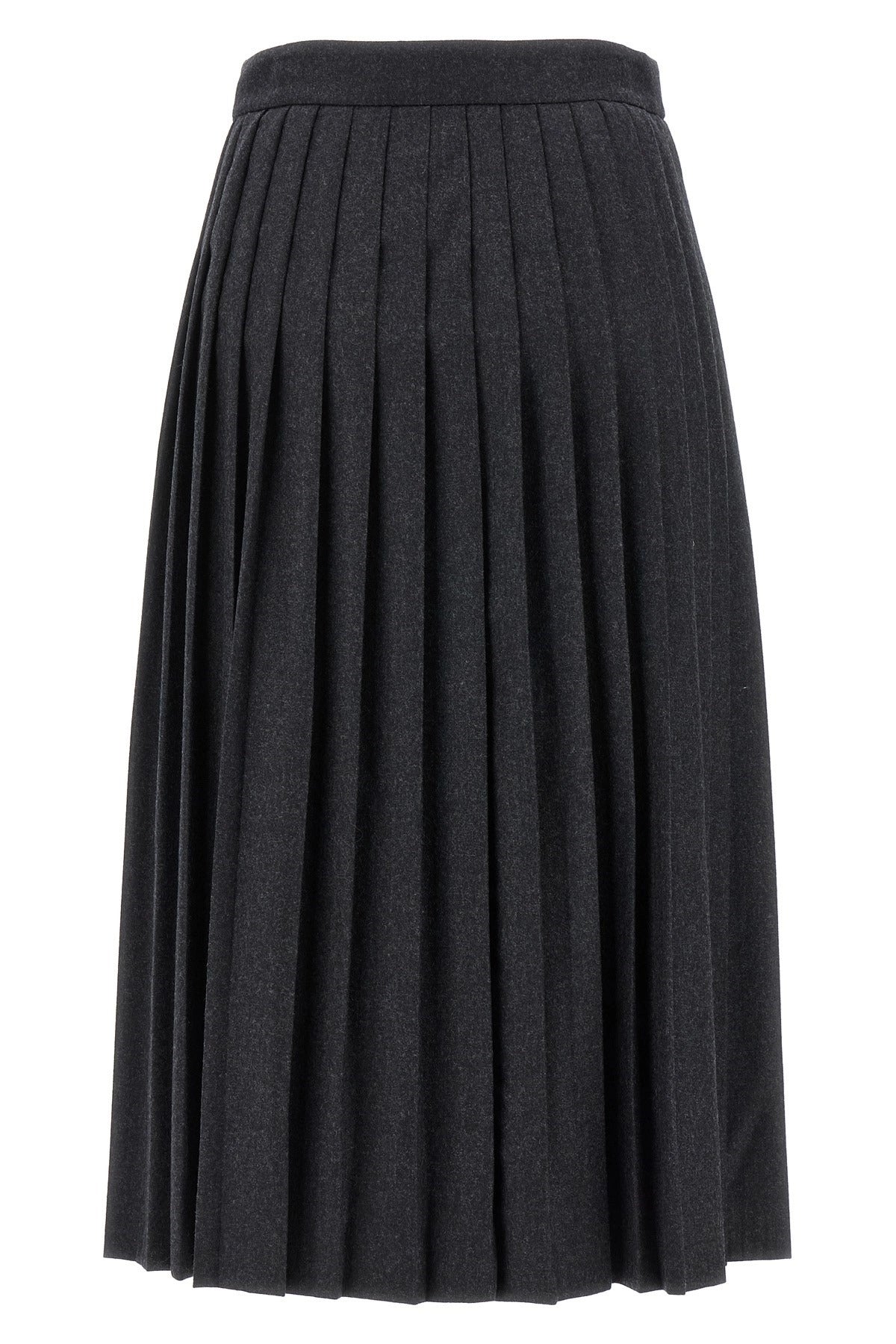 Prada Pleated Wool Midi Skirt