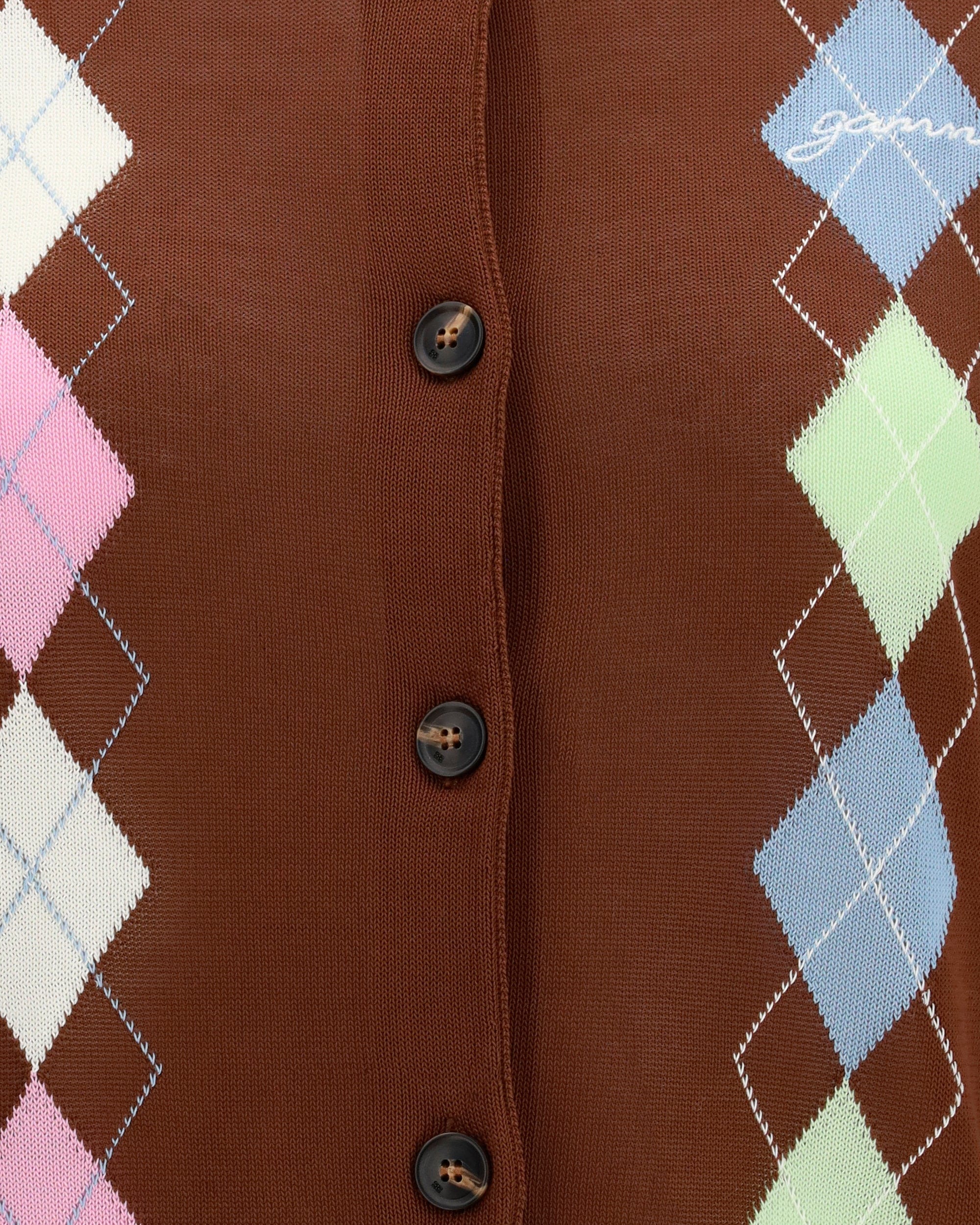 Ganni Diamond-Pattern Cardigan