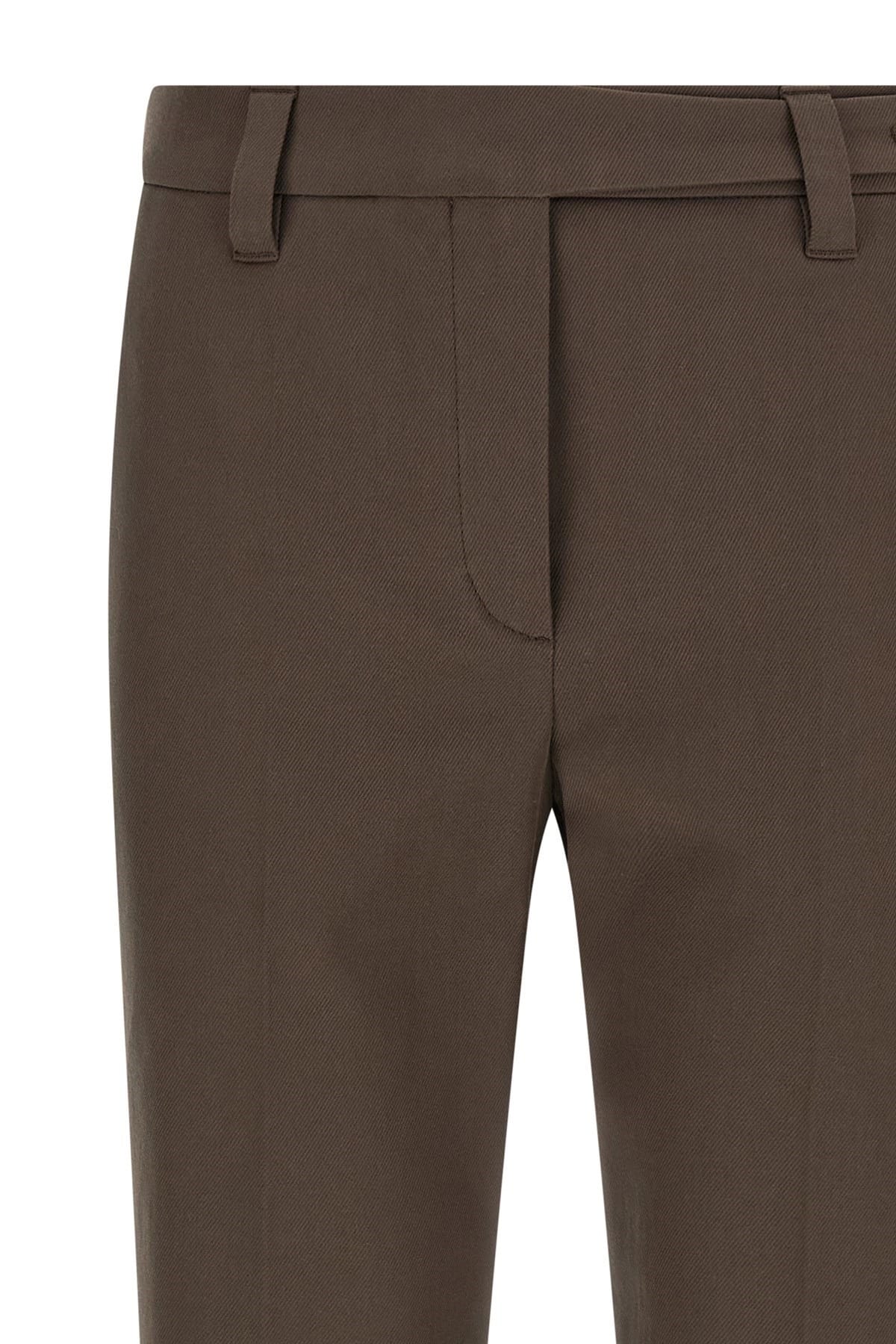 Brunello Cucinelli بنطلون قطني بني بخطوط دقيقة