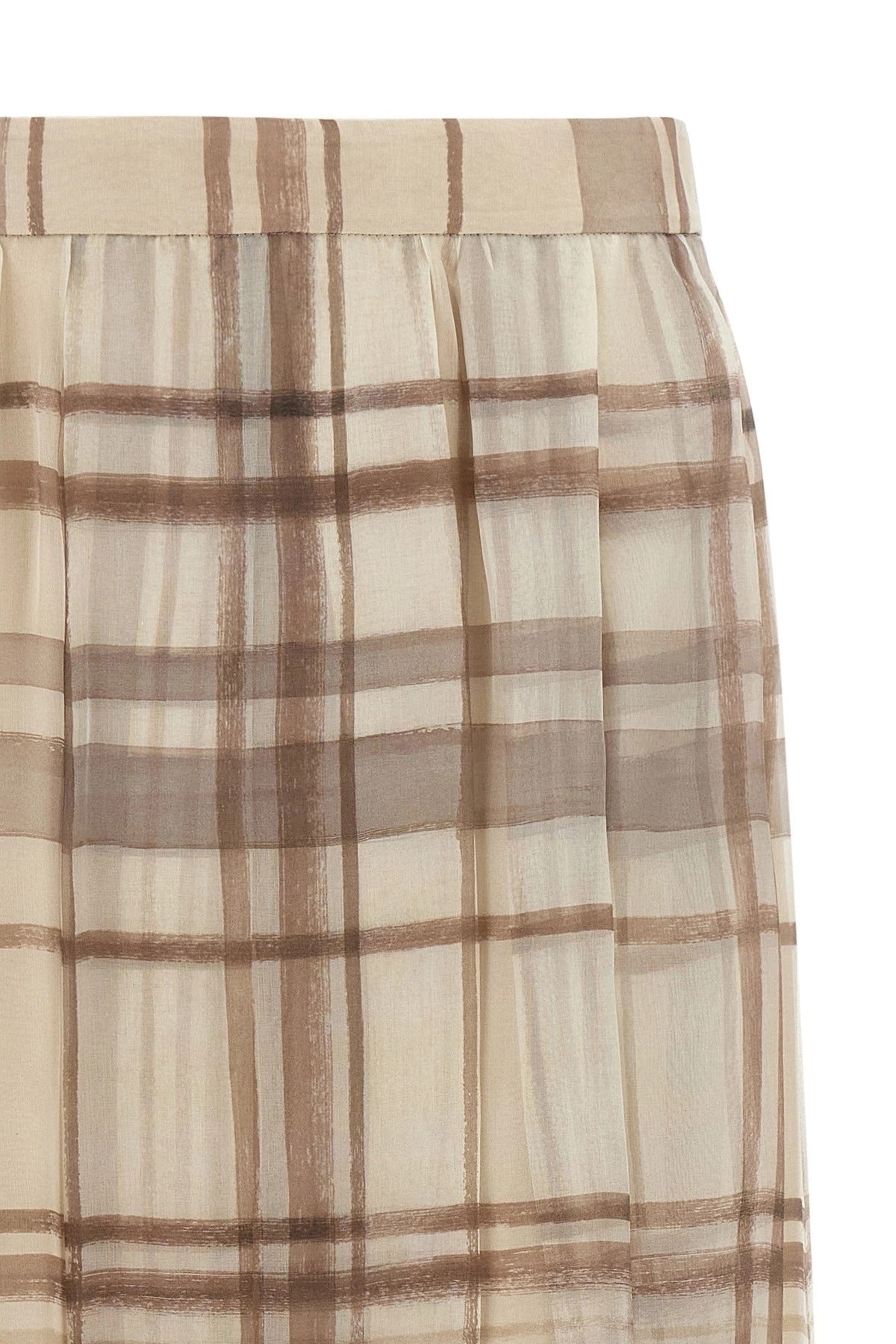Brunello Cucinelli Pleated Check Organza Skirt